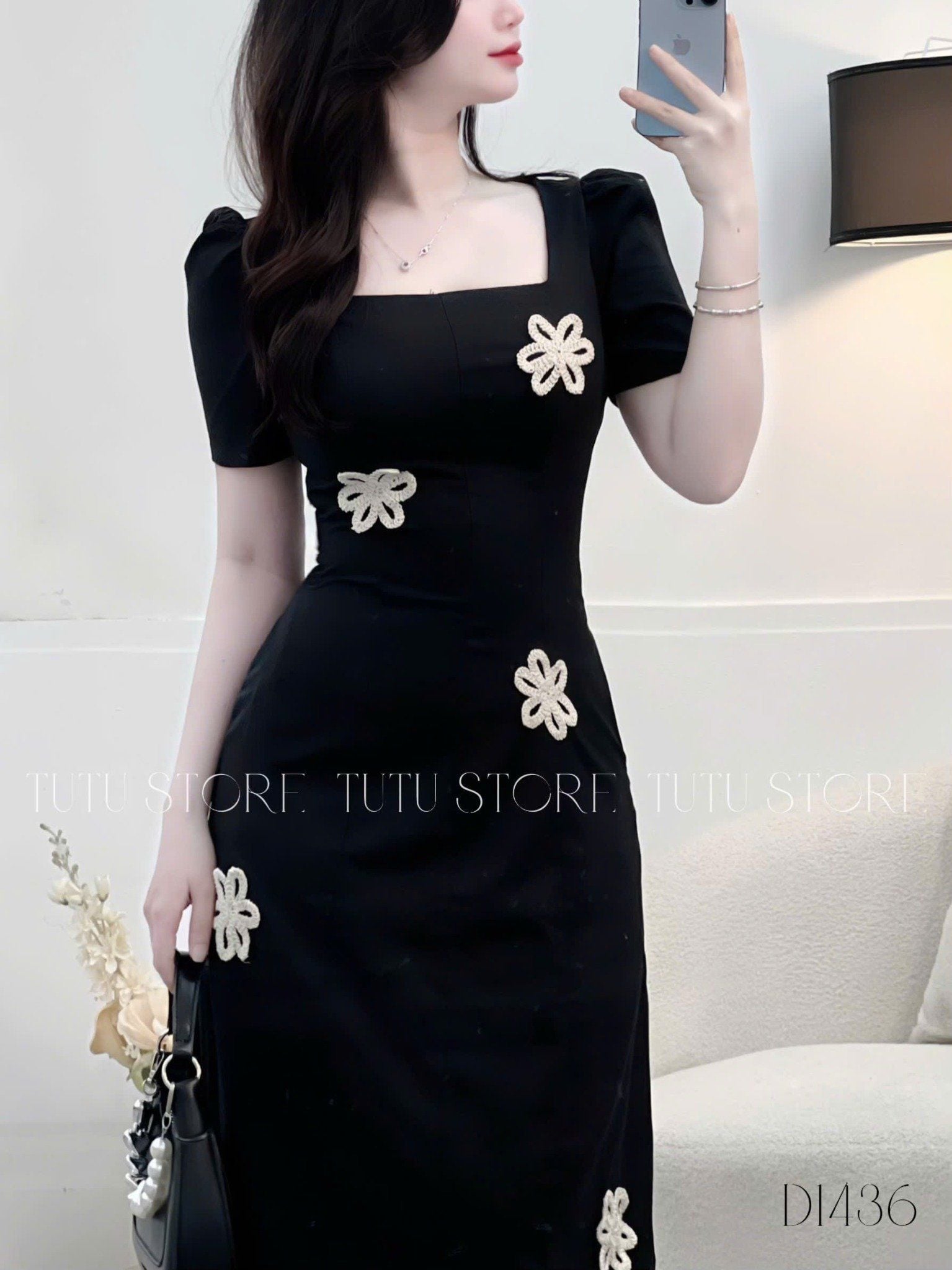 Đầm Thiết Kế Cổ Vuông Linen Cotton thiết Kế TuTu Store Dành Cho Nữ Mã D1436