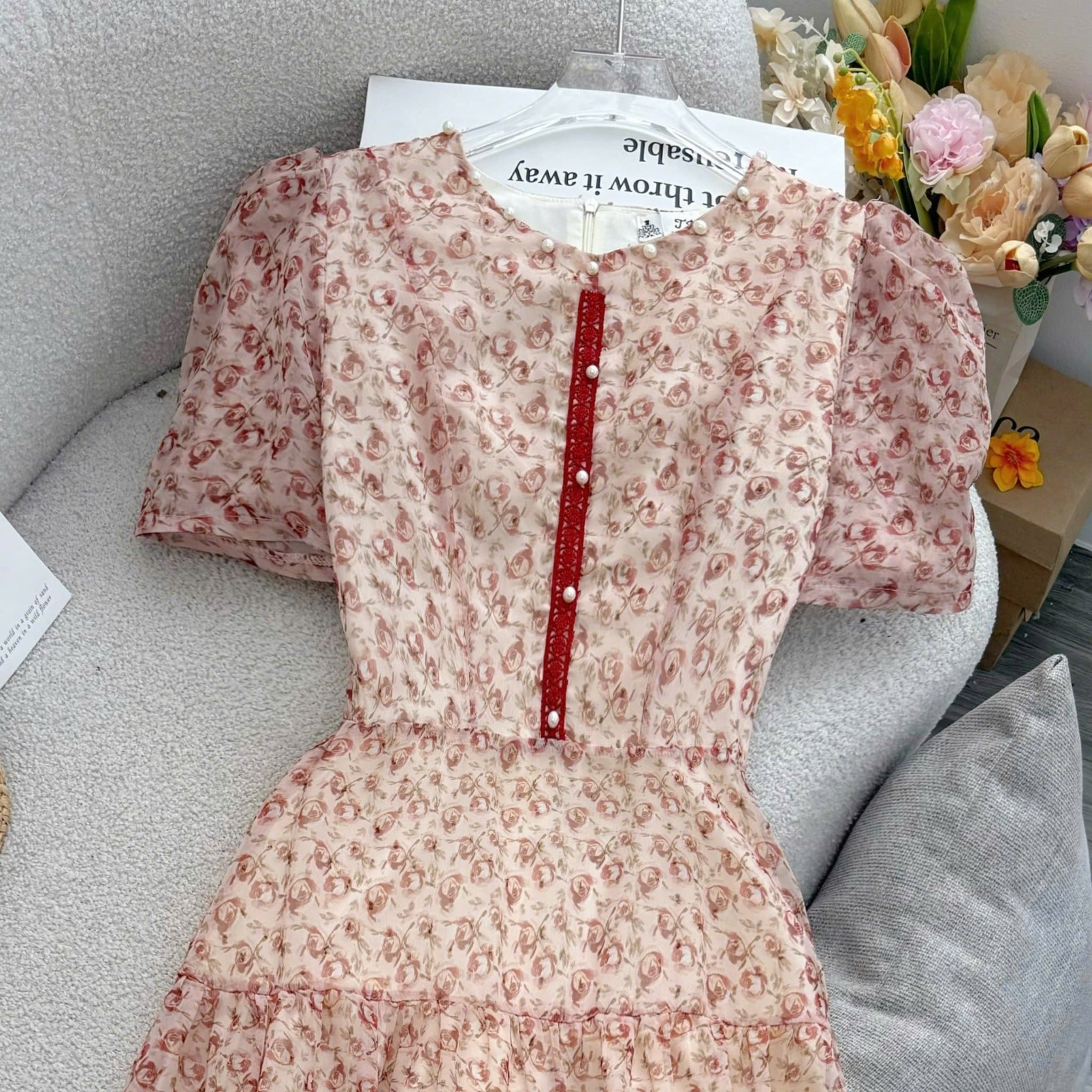 Đầm Thiết Kế Cổ Tròn Dáng Xòe Dài Hoa Nhí Đi Chơi TuTu Store Mã D1695