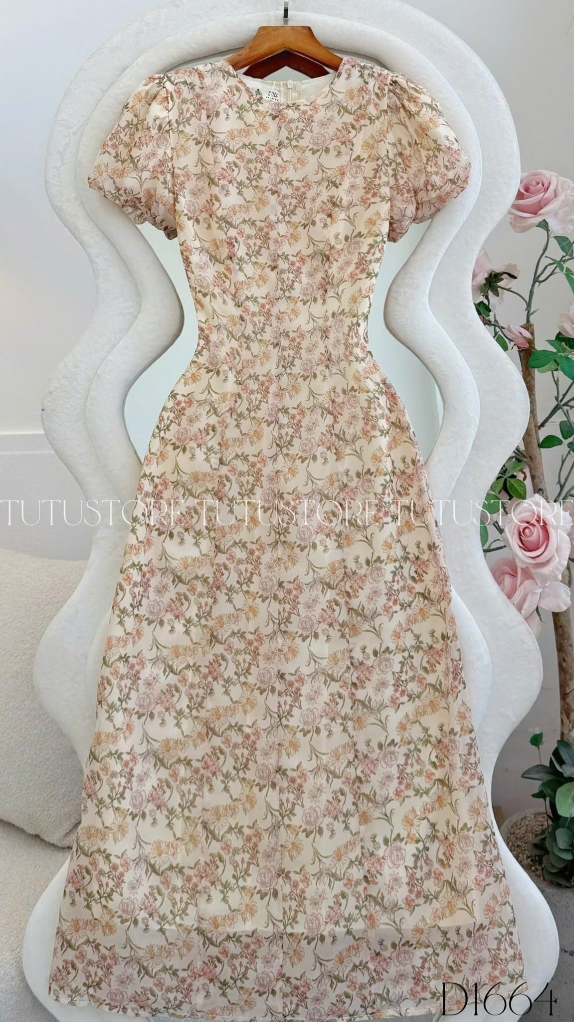Đầm Voan Thiết Kế Tay Ngắn Dáng A Dài Đi Chơi TuTu Store Mã D1664