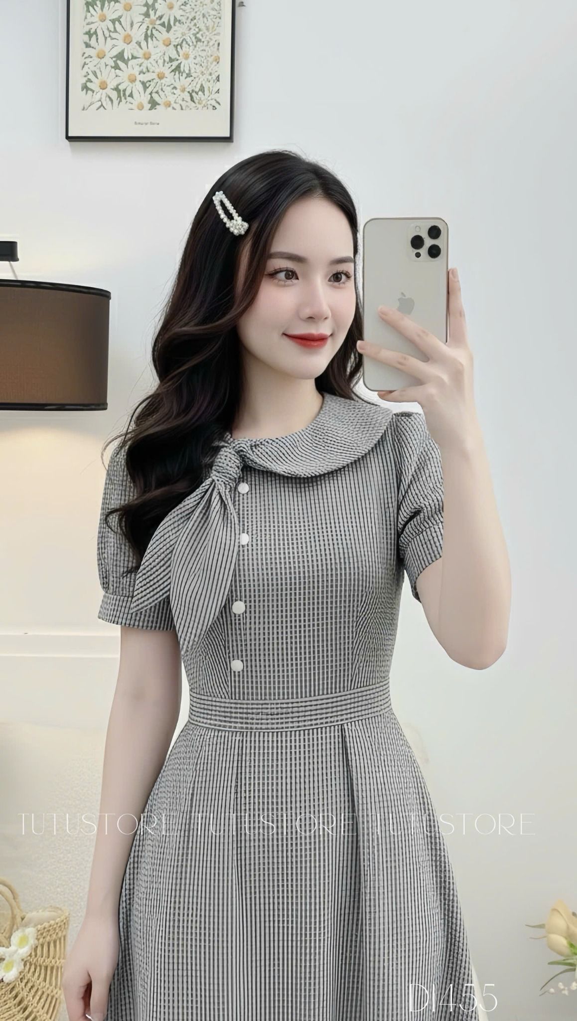 Đầm Caro Xốp Thiết Kế TuTu Store Phù Hợp Đi Làm Dành Cho Nữ - Mã D1455