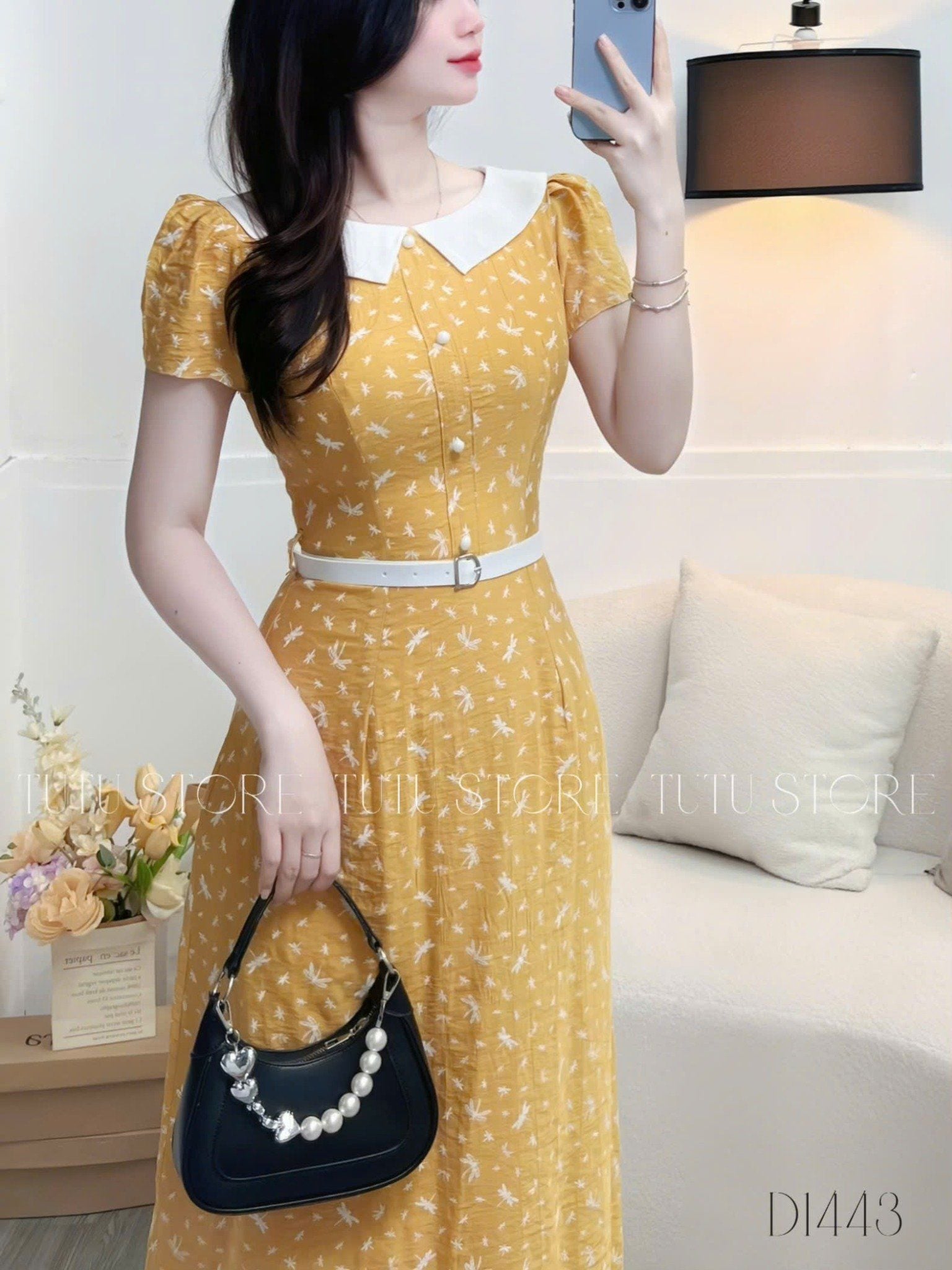 Đầm Tơ Xốp Nhăn Thiết Kế TuTu Store Phù Hợp Đi Chơi Dành Cho Nữ - Mã D1443