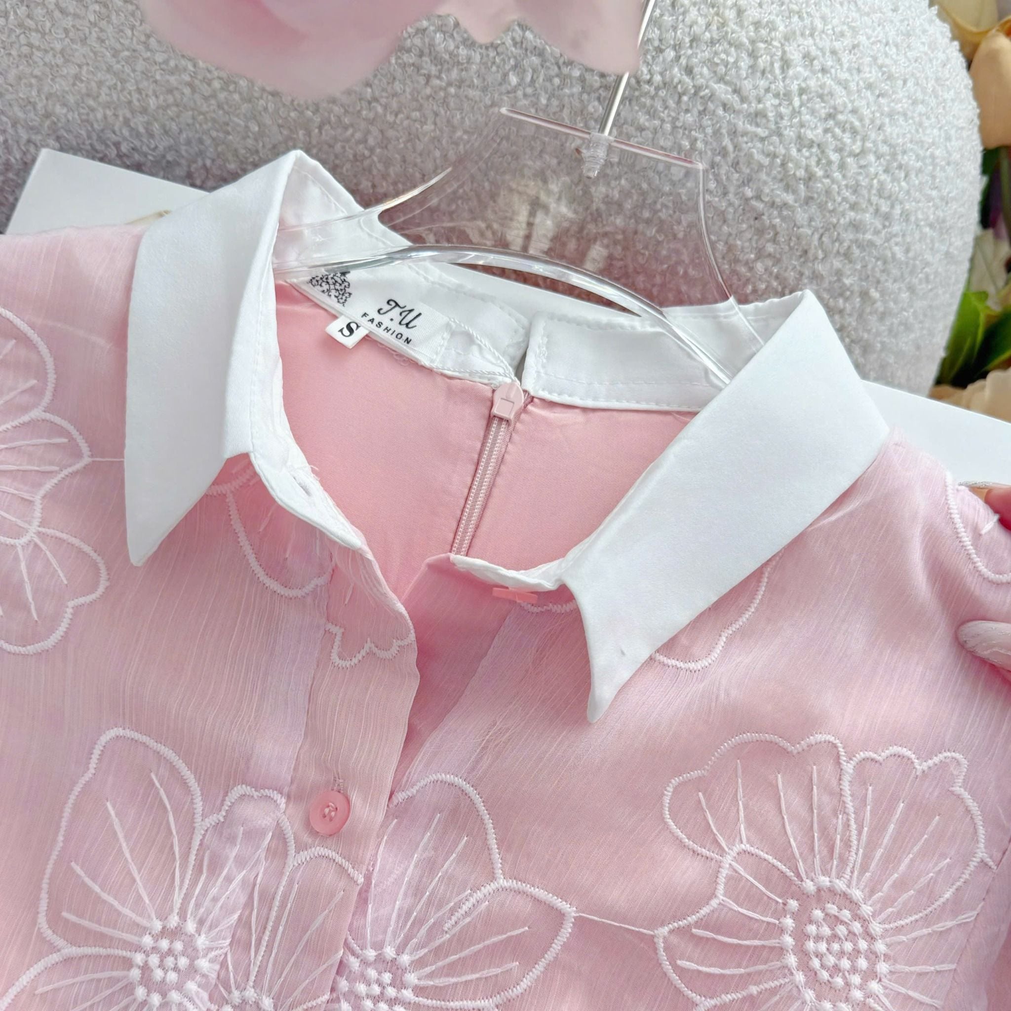 Đầm Tơ Thêu Cổ Sơ Mi Thiết Kế TuTu Store Phù Hợp Đi Chơi Dành Cho Nữ - Mã D1437