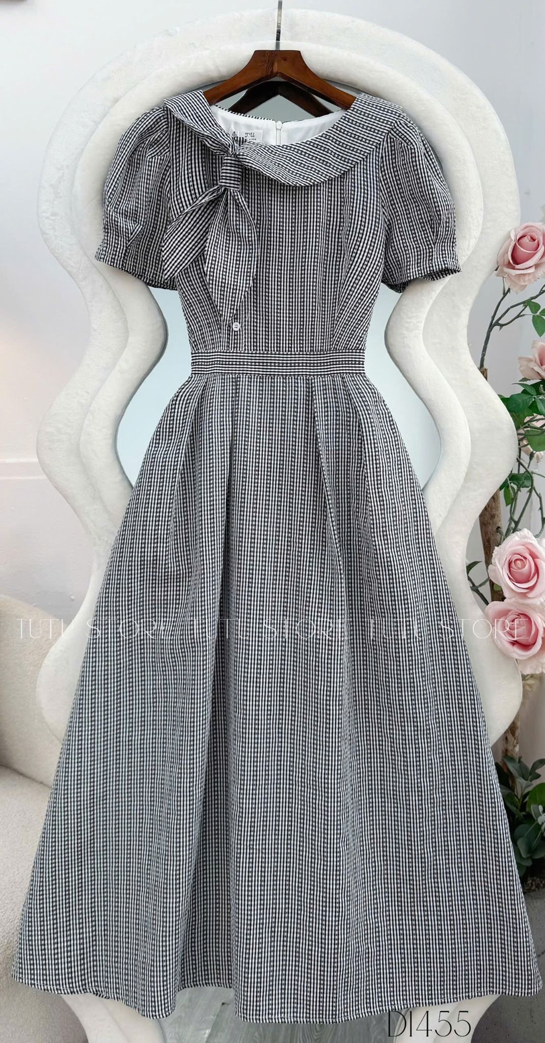 Đầm Caro Xốp Thiết Kế TuTu Store Phù Hợp Đi Làm Dành Cho Nữ - Mã D1455