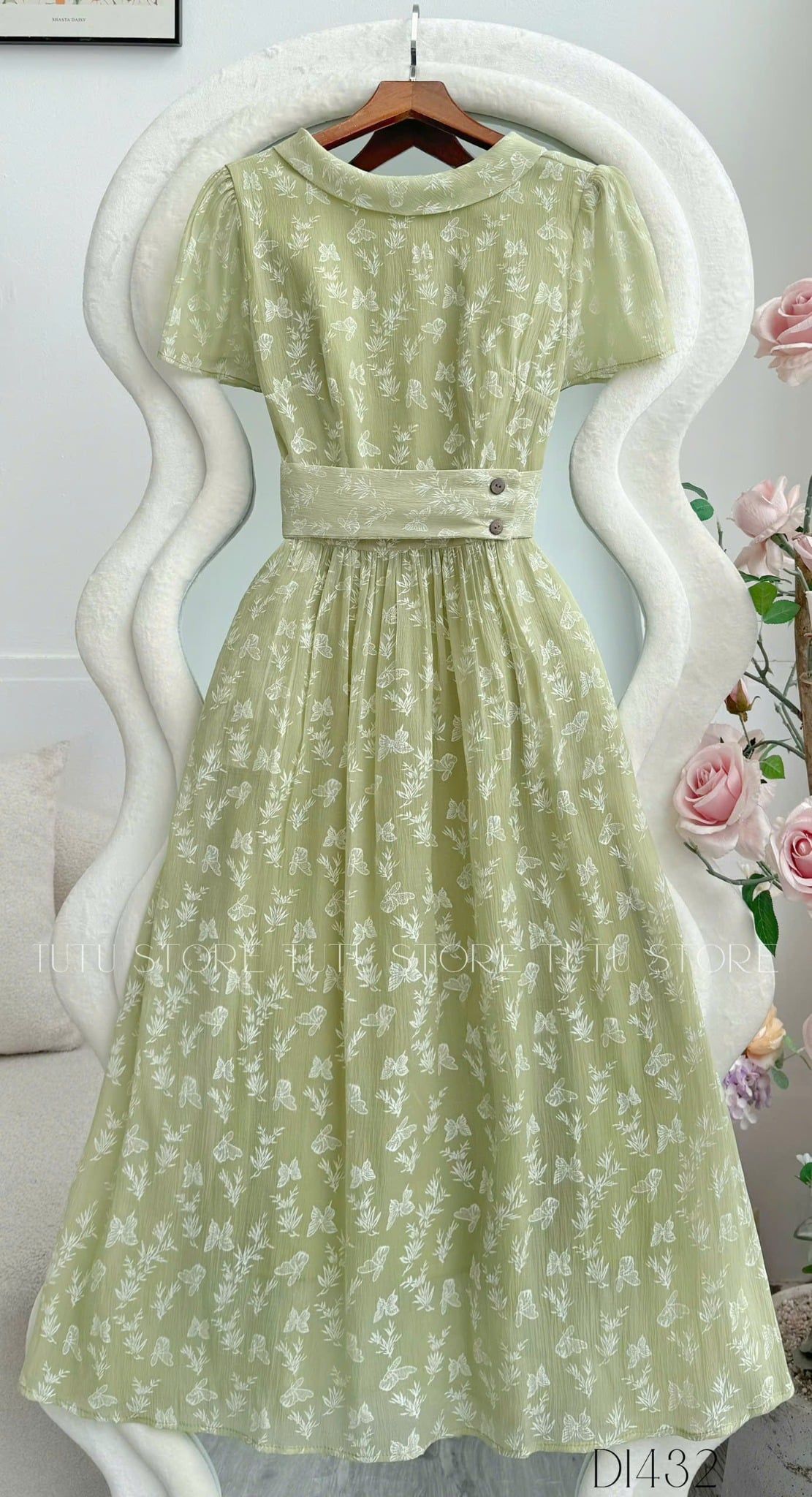 Đầm Tơ Nén In Thiết Kế TuTu Store Phù Hợp Đi Làm Dành Cho Nữ - Mã D1432