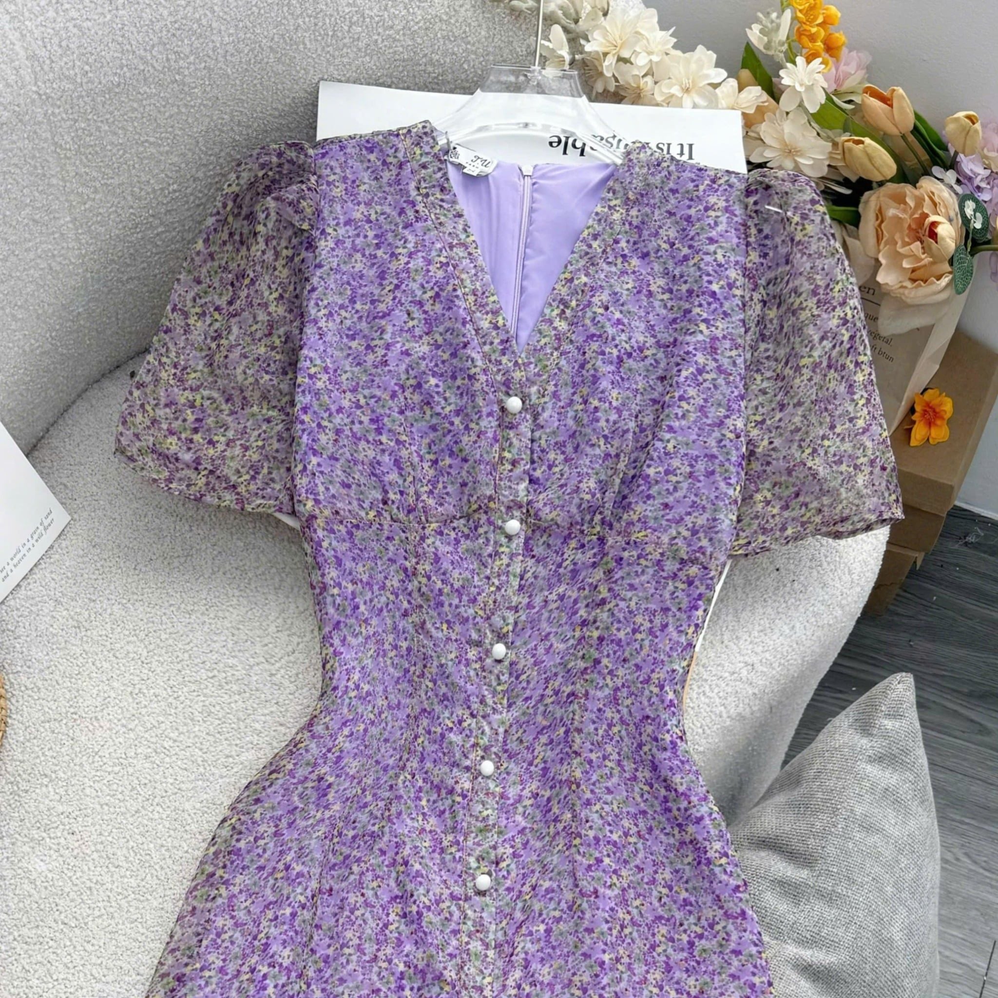 Đầm Hoa Thiết Kế Cổ V Dáng Dài Đi Chơi TuTu Store Mã D1707