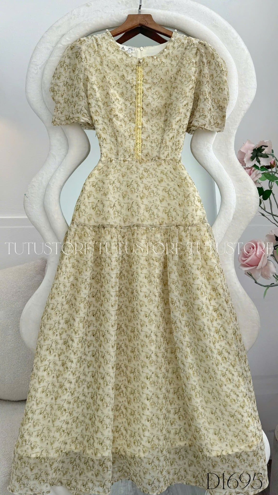 Đầm Thiết Kế Cổ Tròn Dáng Xòe Dài Hoa Nhí Đi Chơi TuTu Store Mã D1695