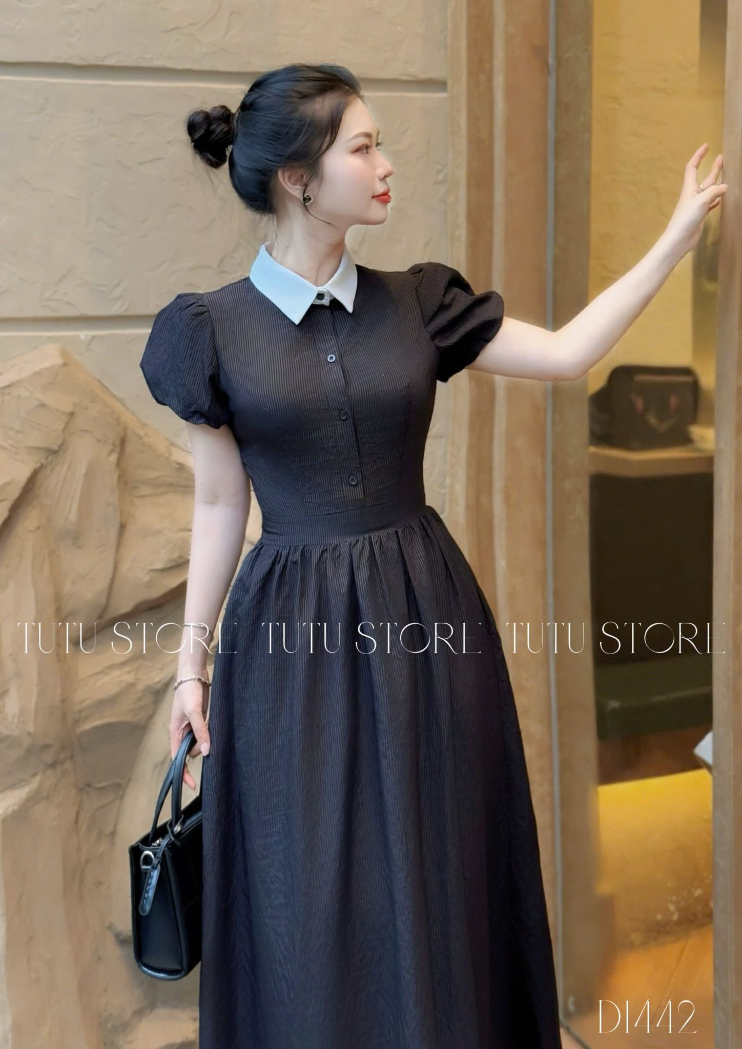 Đầm Cổ Somi Xô Linen Thiết Kế TuTu Store Phù Hợp Đi Chơi Dành Cho Nữ - Mã D1442