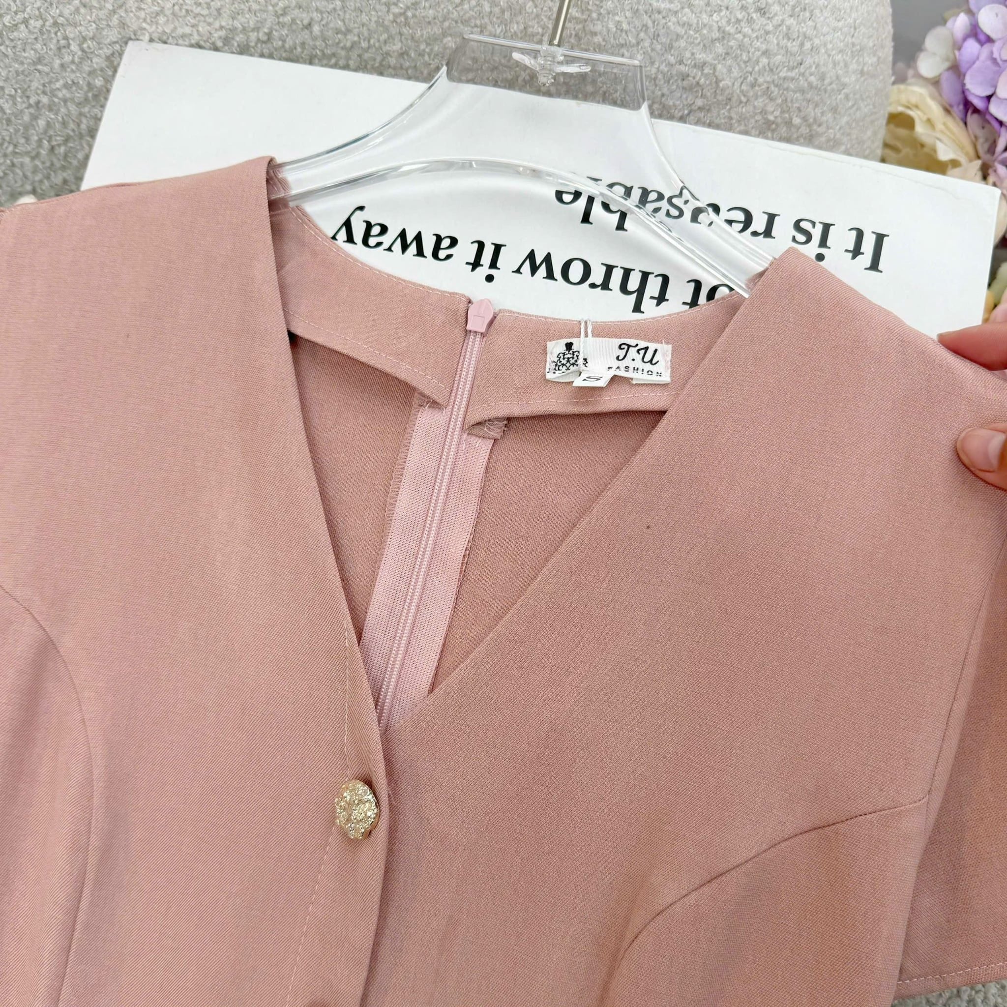 Đầm Thiết Kế Cổ V Dáng Xòe Dính Nút Kèm Thắt Nơ Đi Tiệc TuTu Store Mã D1966