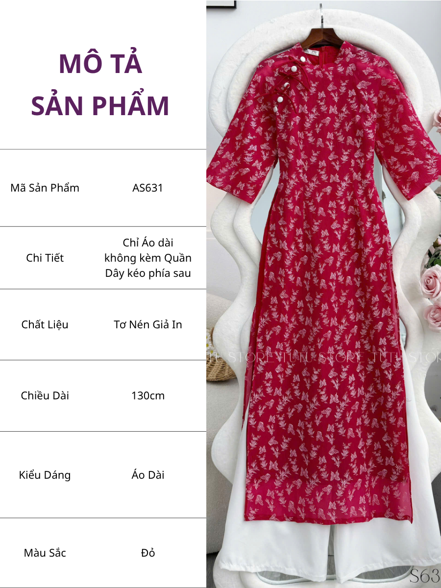 Áo Dài Thiết Kế TuTu Store - Mã AS631
