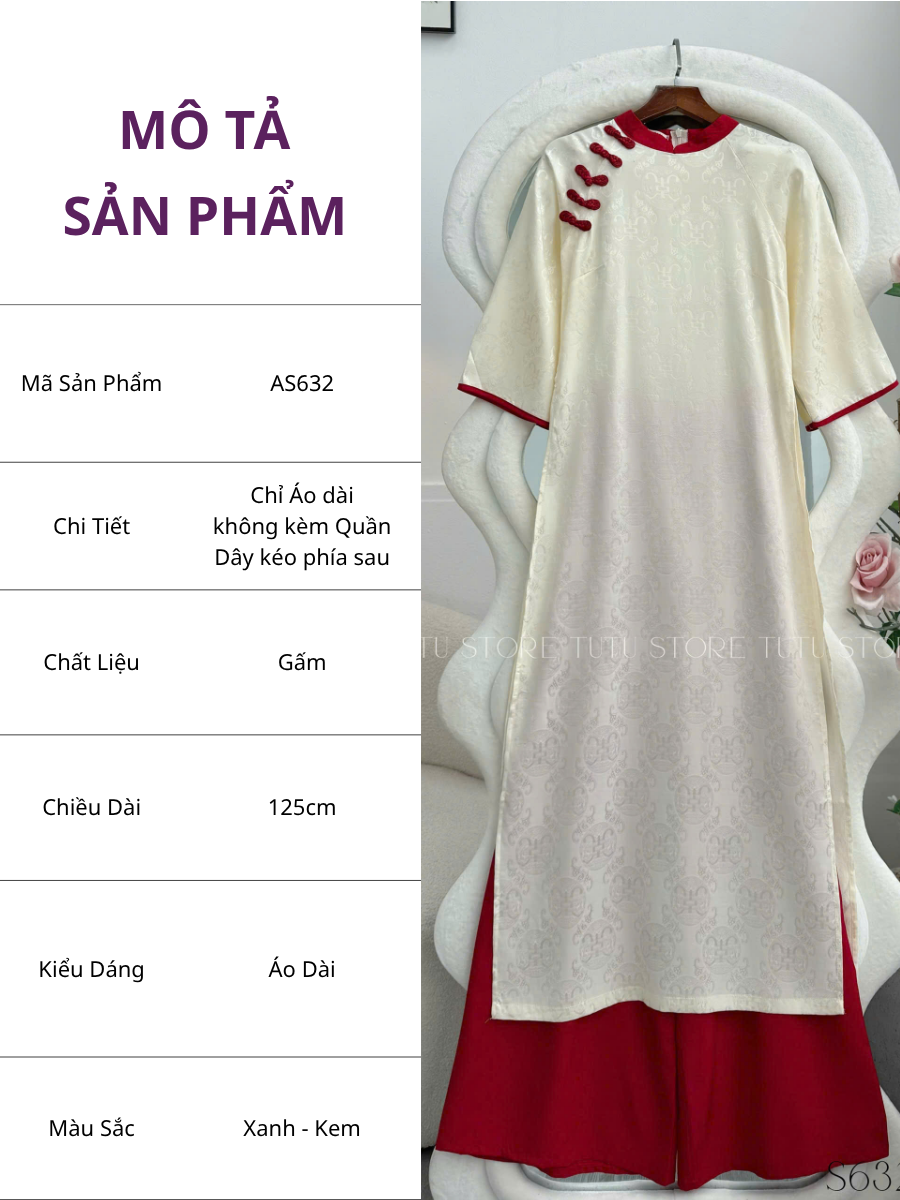 Áo Dài Thiết Kế TuTu Store - Mã AS632