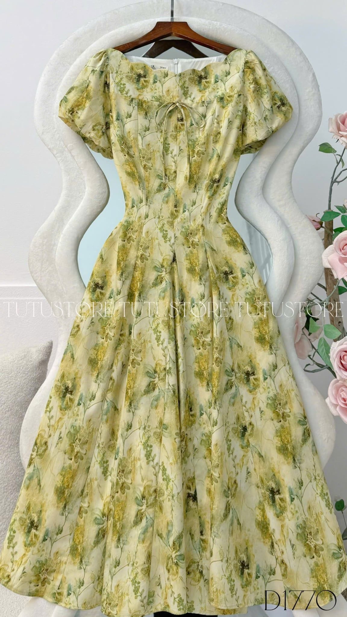 Đầm Thiết Kế Cổ Thuyền Tay Bồng Dáng Xòe Đi Tiệc TuTu Store Mã D1770
