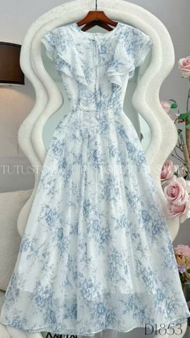 Đầm Thiết Kế Vai Bèo Cánh Tiên Hoa Xanh Đầm Đi Tiệc TuTu Store Mã D1853