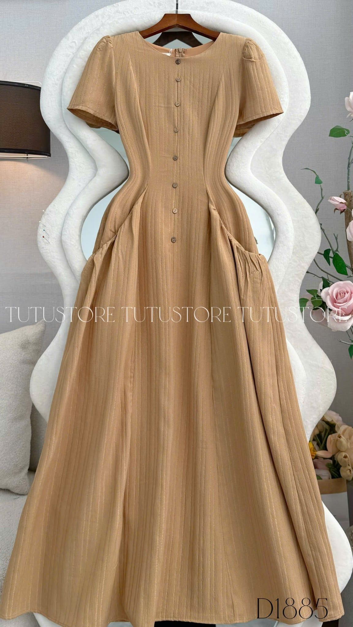 Đầm Thiết Kế Cổ Tròn Dáng Xòe Túi Hông Kiểu Đầm Đi Tiệc TuTu Store Mã D1885