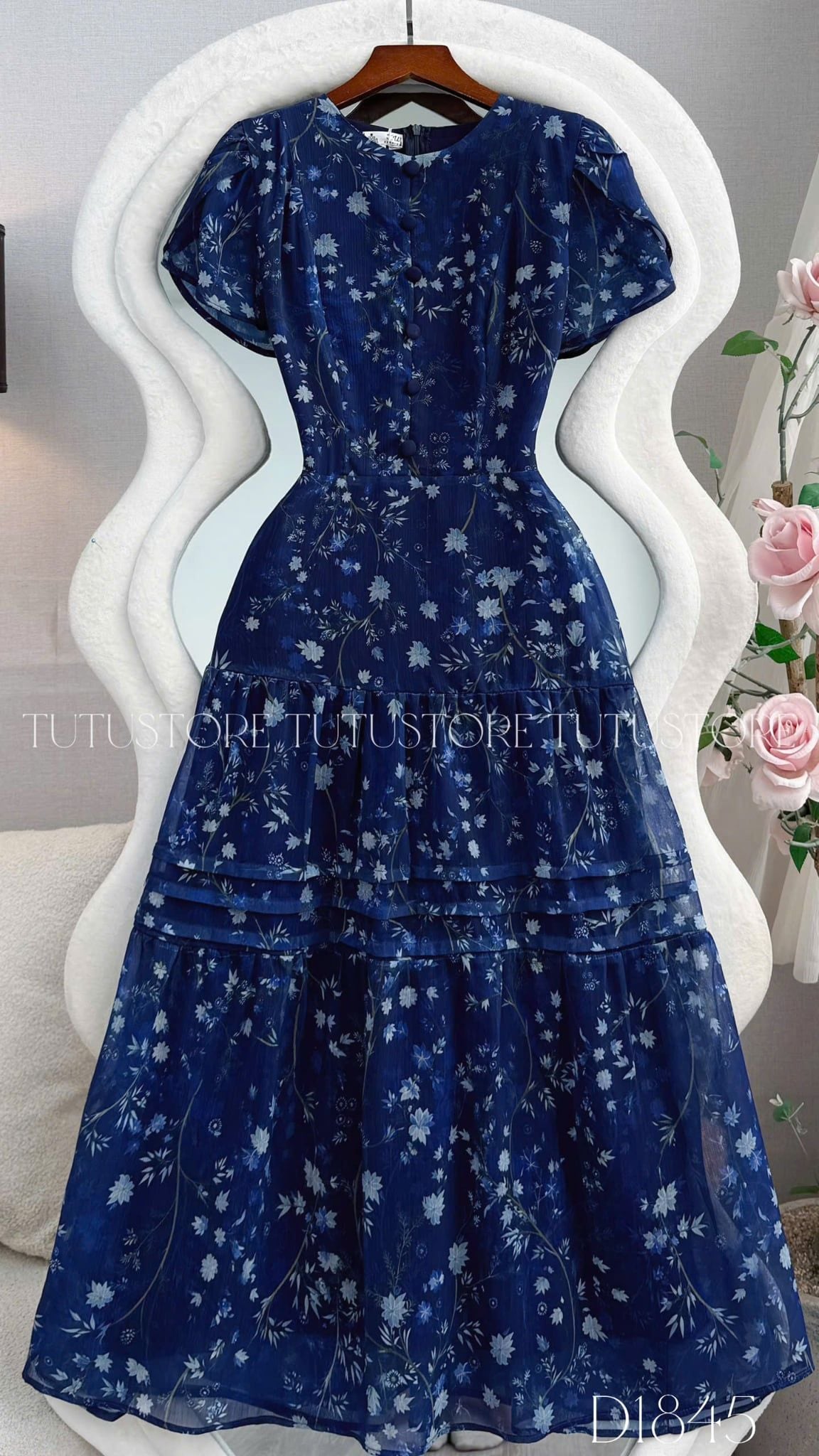Đầm Thiết Kế Cổ Tròn Dáng Xòe Dài Đầm Đi Tiệc TuTu Store Mã D1845