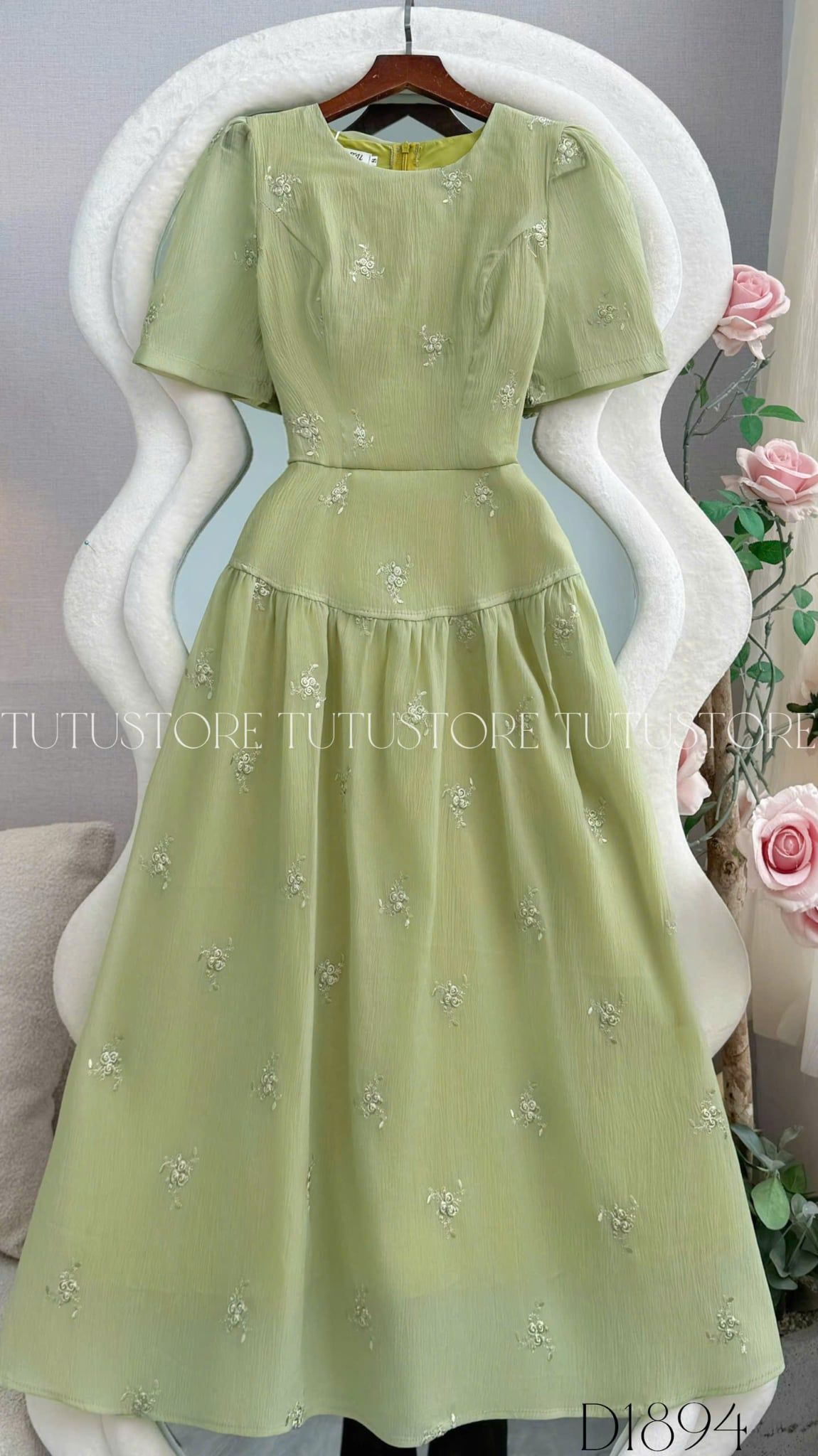 Đầm Thiết Kế Cổ Tròn Dáng Dài Chiết Eo Xinh Xắn Đầm Đi Tiệc TuTu Store Mã D1894