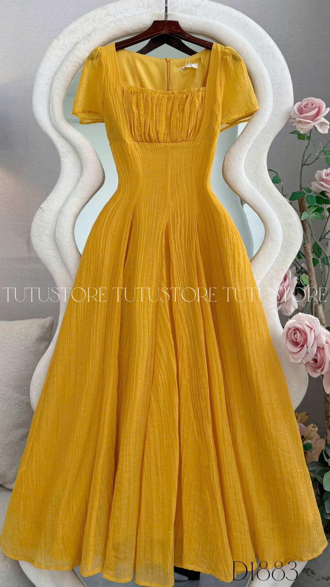 Đầm Thiết Kế Cổ Vuông Dáng Xòe Đầm Đi Tiệc TuTu Store Mã D1883