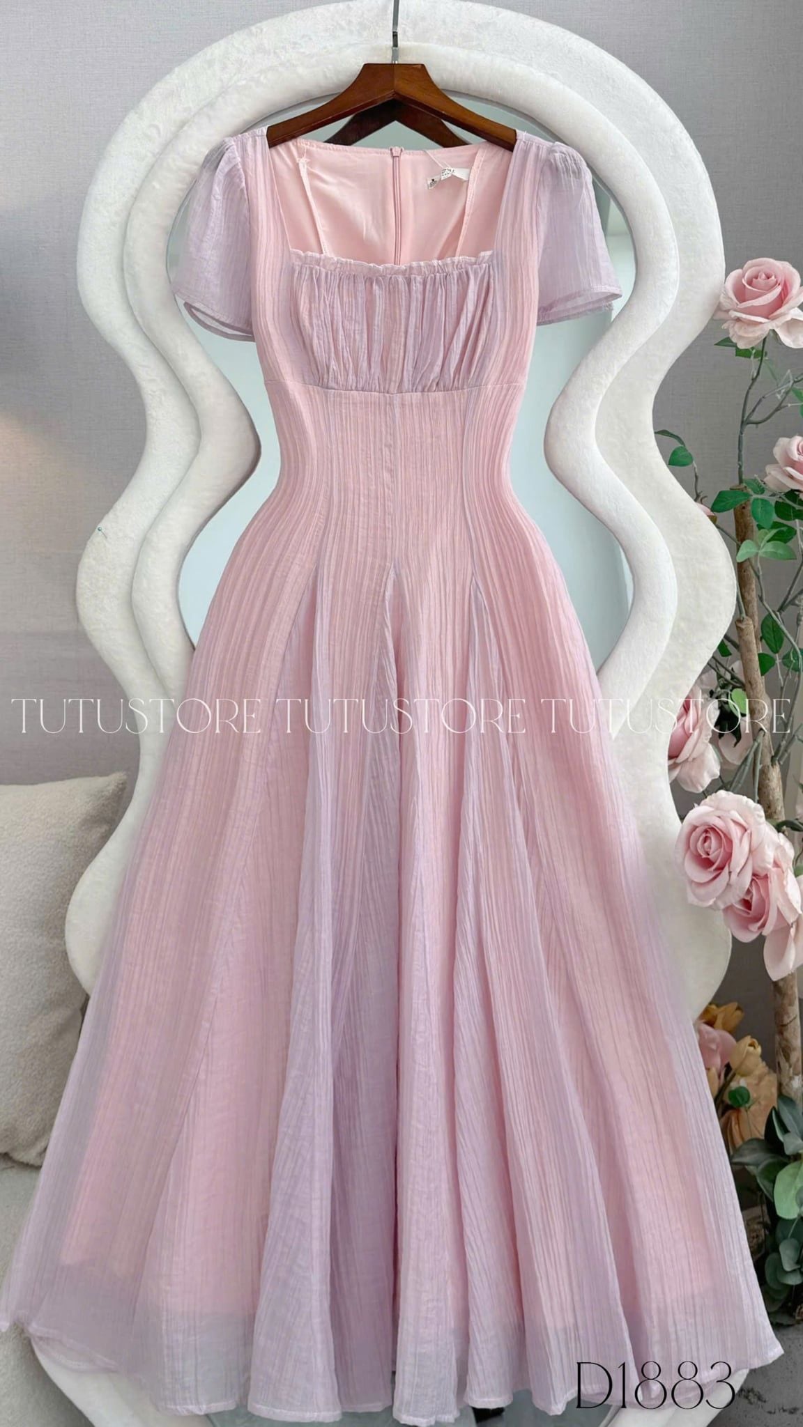 Đầm Thiết Kế Cổ Vuông Dáng Xòe Đầm Đi Tiệc TuTu Store Mã D1883