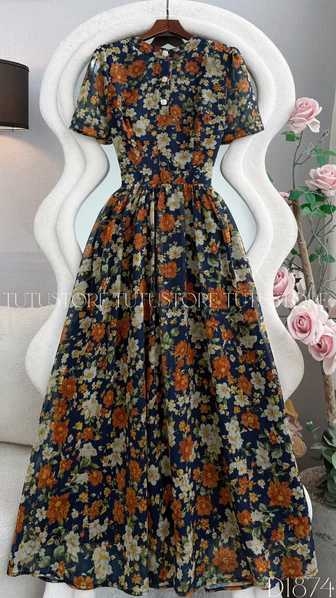 Đầm Thiết Kế Cổ Tròn Dáng Xòe Đầm Đi Tiệc TuTu Store Mã D1874
