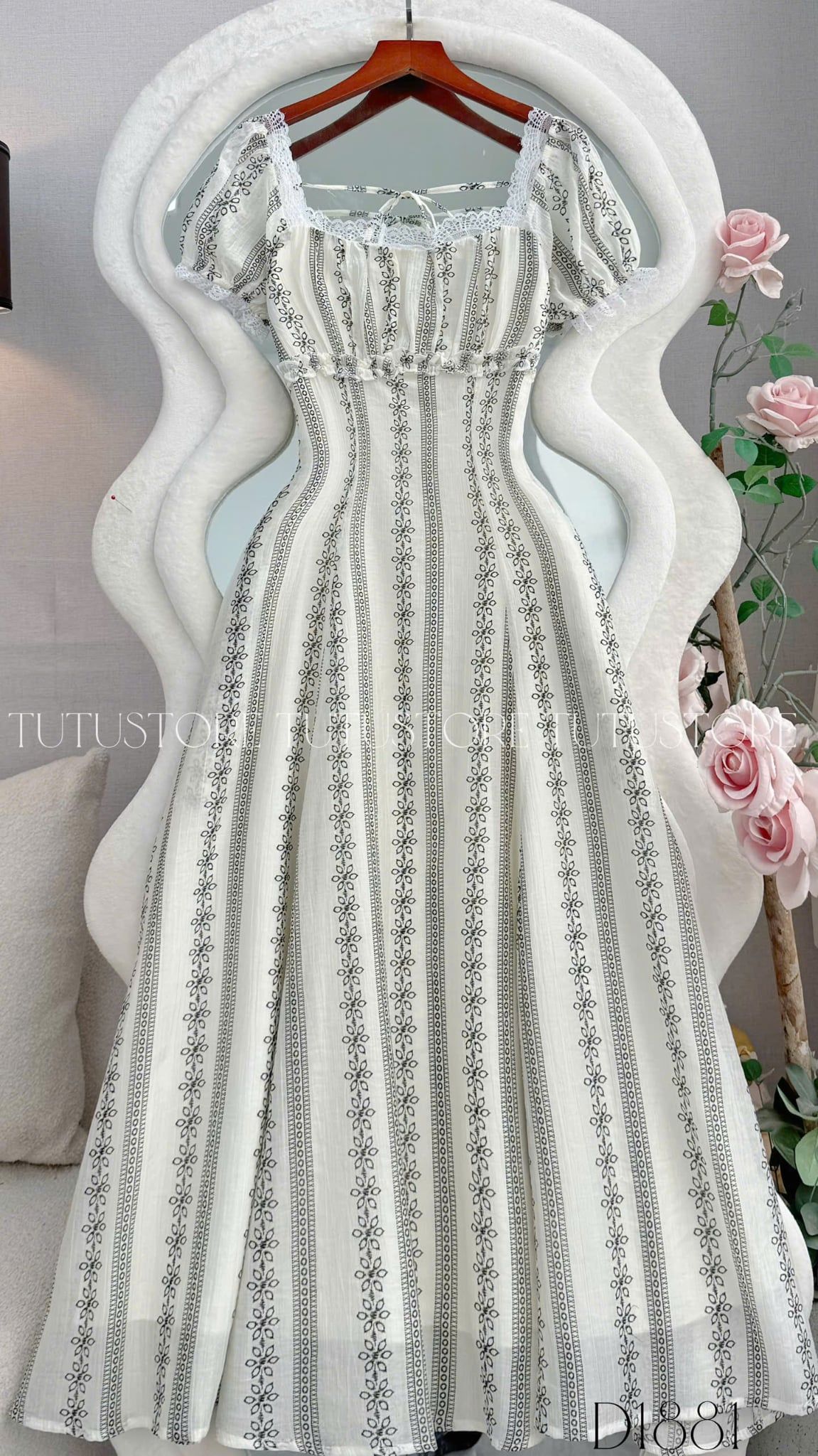 Đầm Thiết Kế Cổ Vuông Dáng Xòe Dài Đầm Đi Tiệc TuTu Store Mã D1881