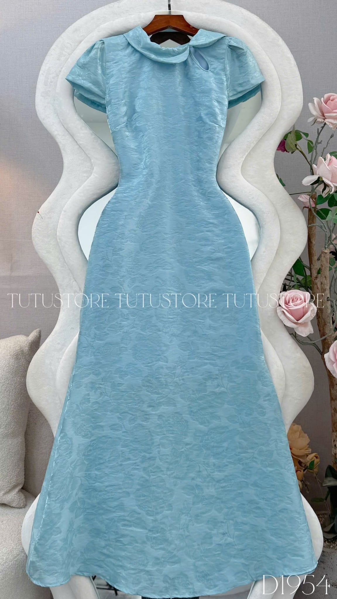 Đầm Thiết Kế Cổ Tròn Dáng Dài Xòe Nhẹ Đầm Đi Tiệc TuTu Store Mã D1954