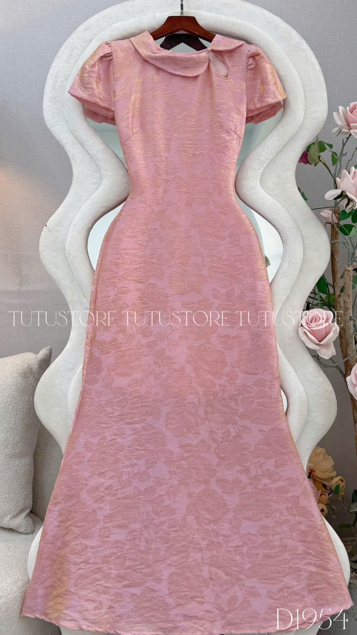 Đầm Thiết Kế Cổ Tròn Dáng Dài Xòe Nhẹ Đầm Đi Tiệc TuTu Store Mã D1954