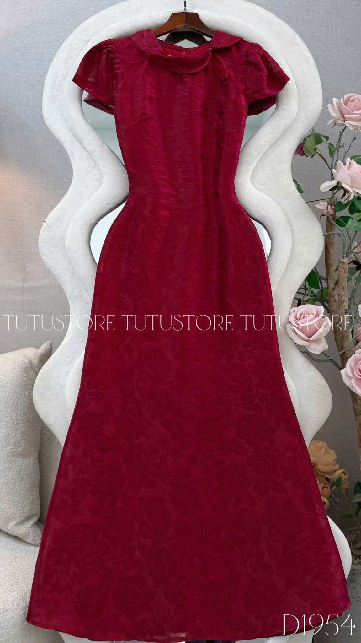 Đầm Thiết Kế Cổ Tròn Dáng Dài Xòe Nhẹ Đầm Đi Tiệc TuTu Store Mã D1954