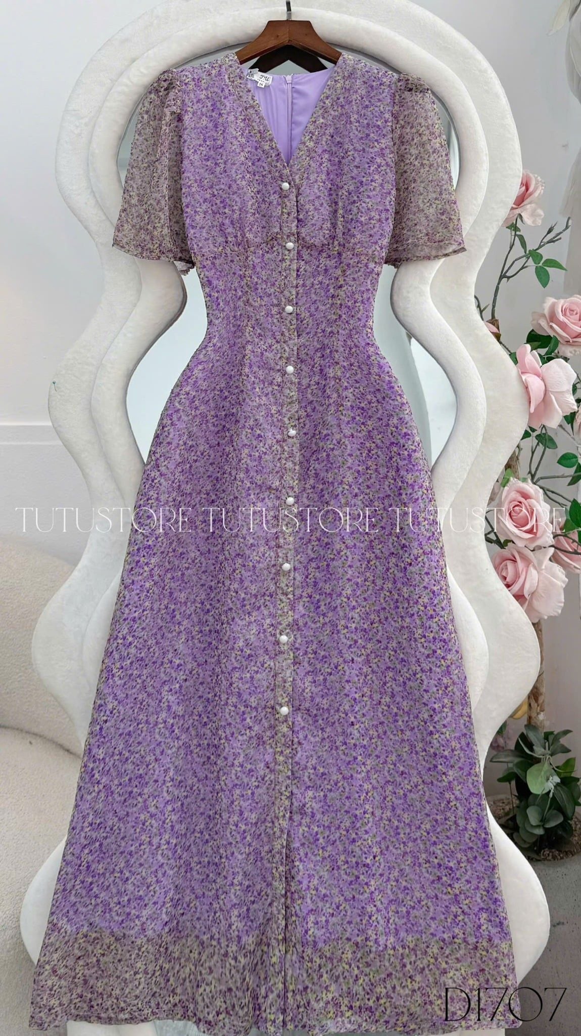 Đầm Hoa Thiết Kế Cổ V Dáng Dài Đi Chơi TuTu Store Mã D1707