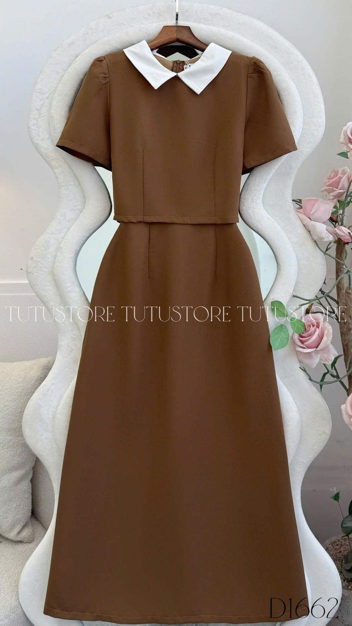 Đầm Liền Thiết Kế Cổ Tròn Công Sở TuTu Store Mã D1662