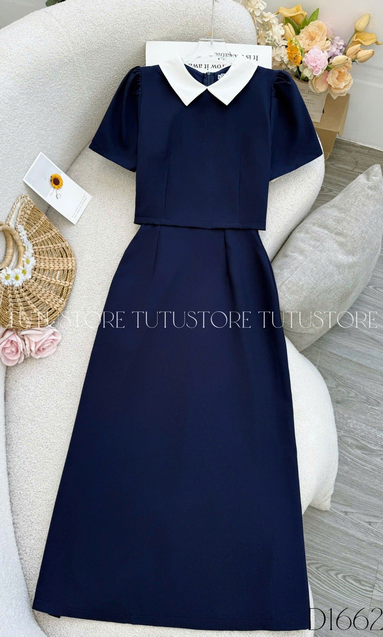 Đầm Liền Thiết Kế Cổ Tròn Công Sở TuTu Store Mã D1662