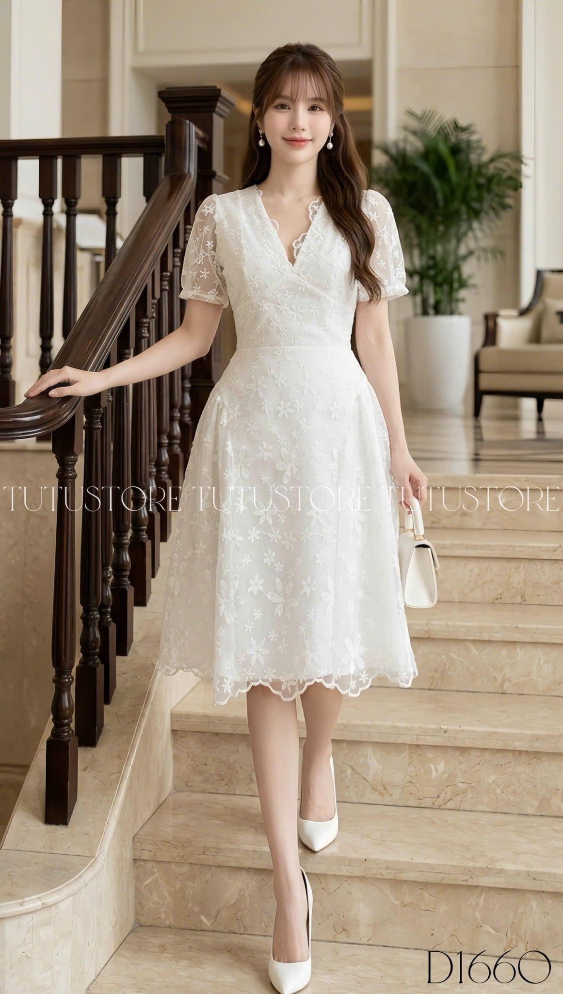 Đầm Thiết Kế Cổ V Dáng Ngắn Tiểu Thư Đi Tiệc TuTu Store Mã D1660