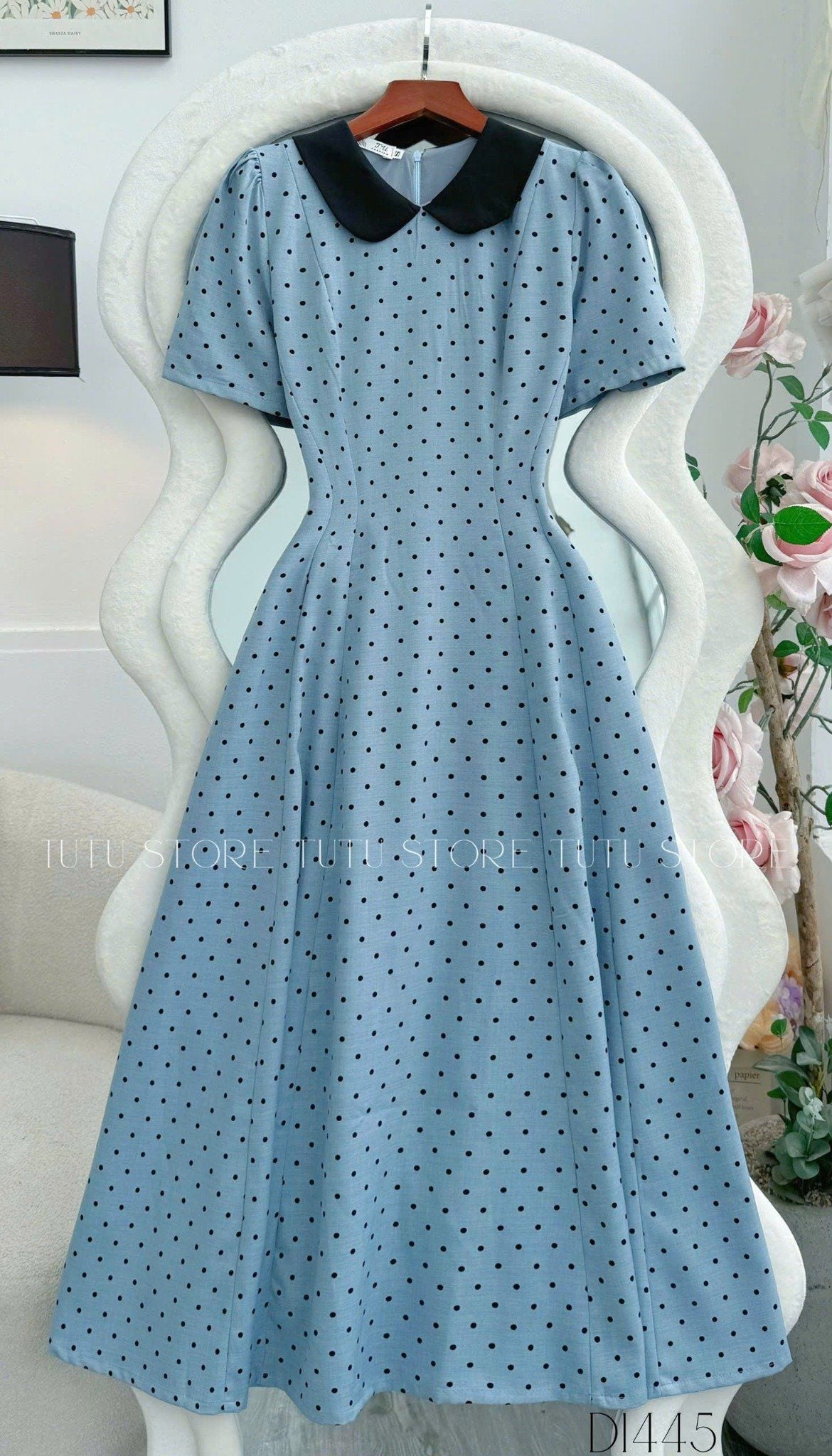 Đầm Bố Thái In Bi Thiết Kế TuTu Store Phù Hợp Công Sở Dành Cho Nữ - Mã D1445