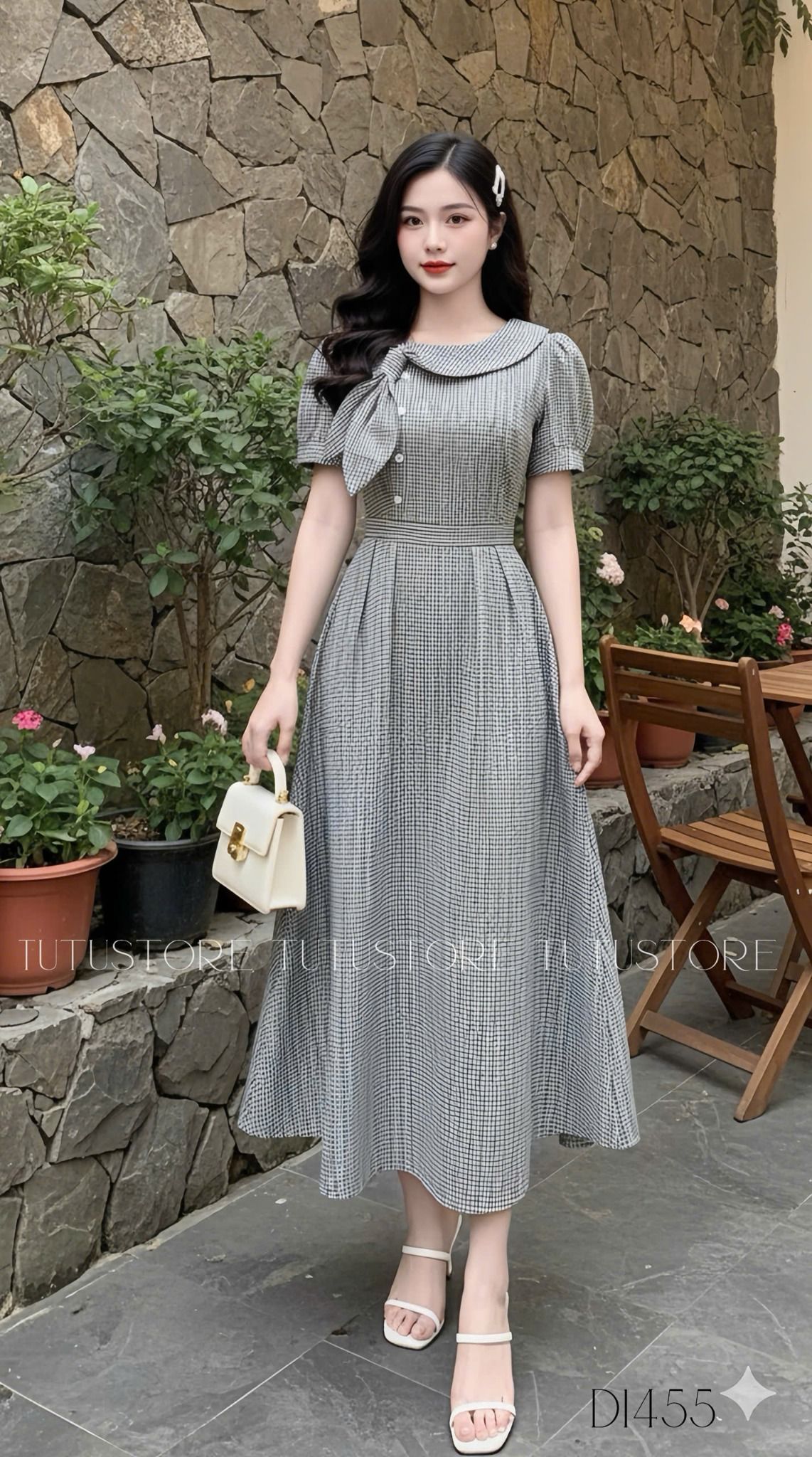 Đầm Caro Xốp Thiết Kế TuTu Store Phù Hợp Đi Làm Dành Cho Nữ - Mã D1455