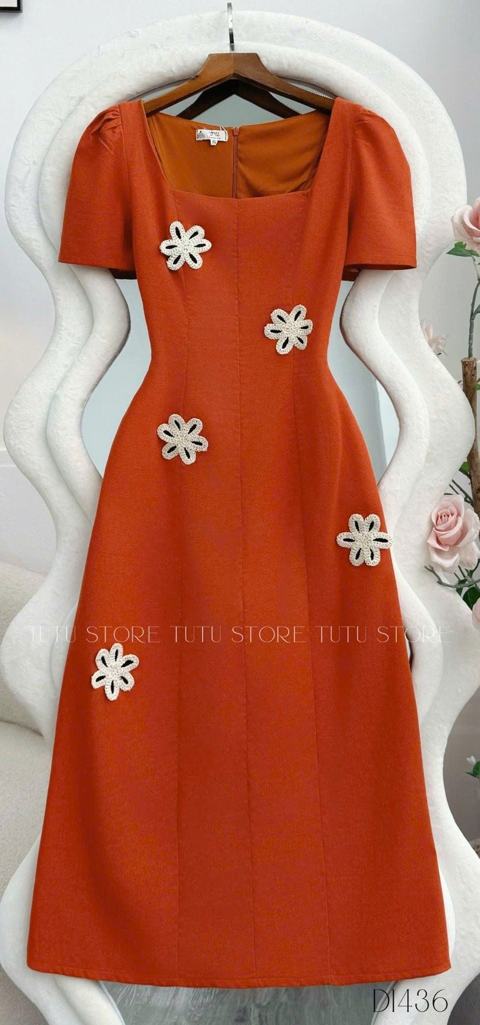 Đầm Thiết Kế Cổ Vuông Linen Cotton thiết Kế TuTu Store Dành Cho Nữ Mã D1436