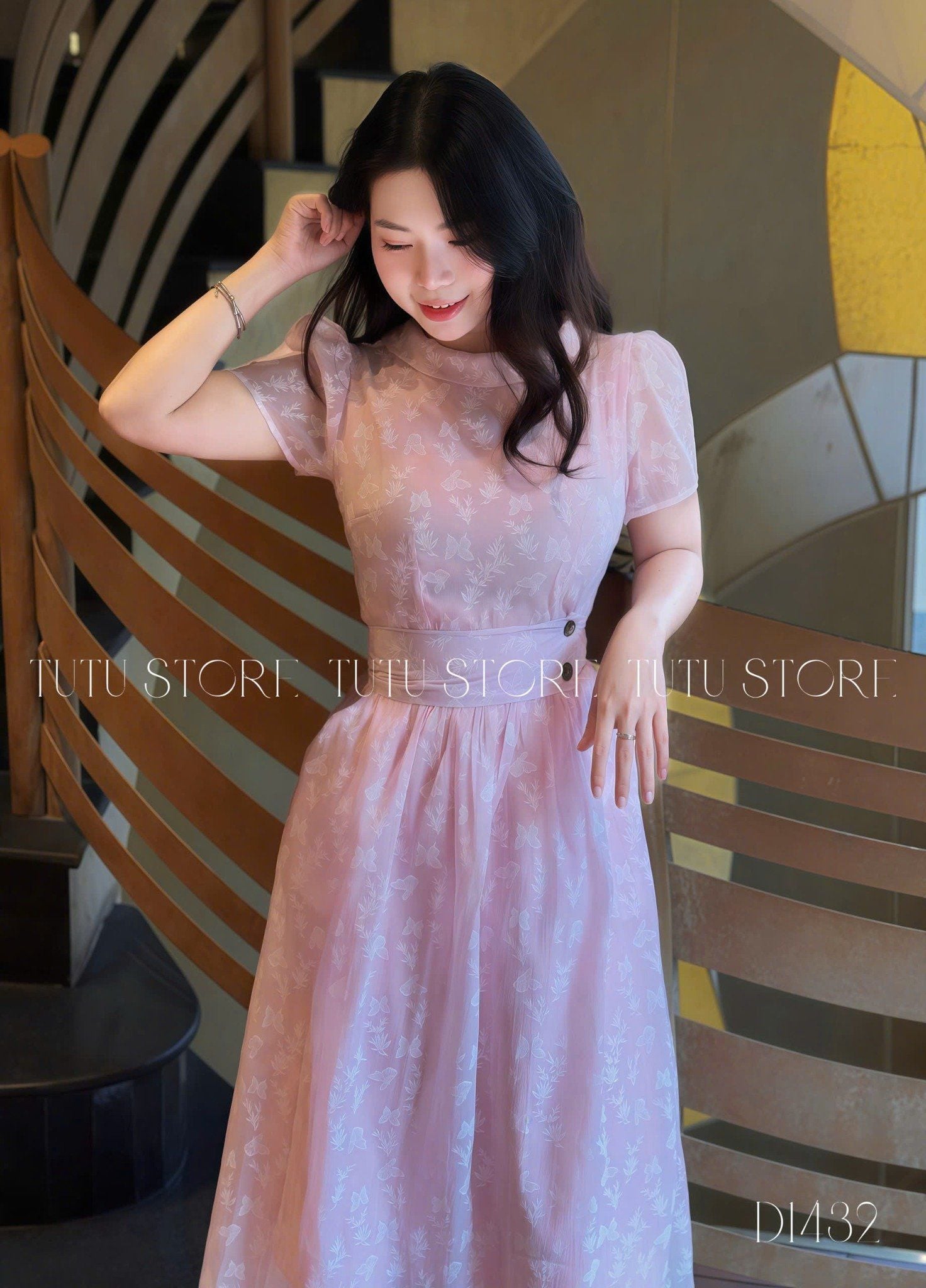 Đầm Tơ Nén In Thiết Kế TuTu Store Phù Hợp Đi Làm Dành Cho Nữ - Mã D1432