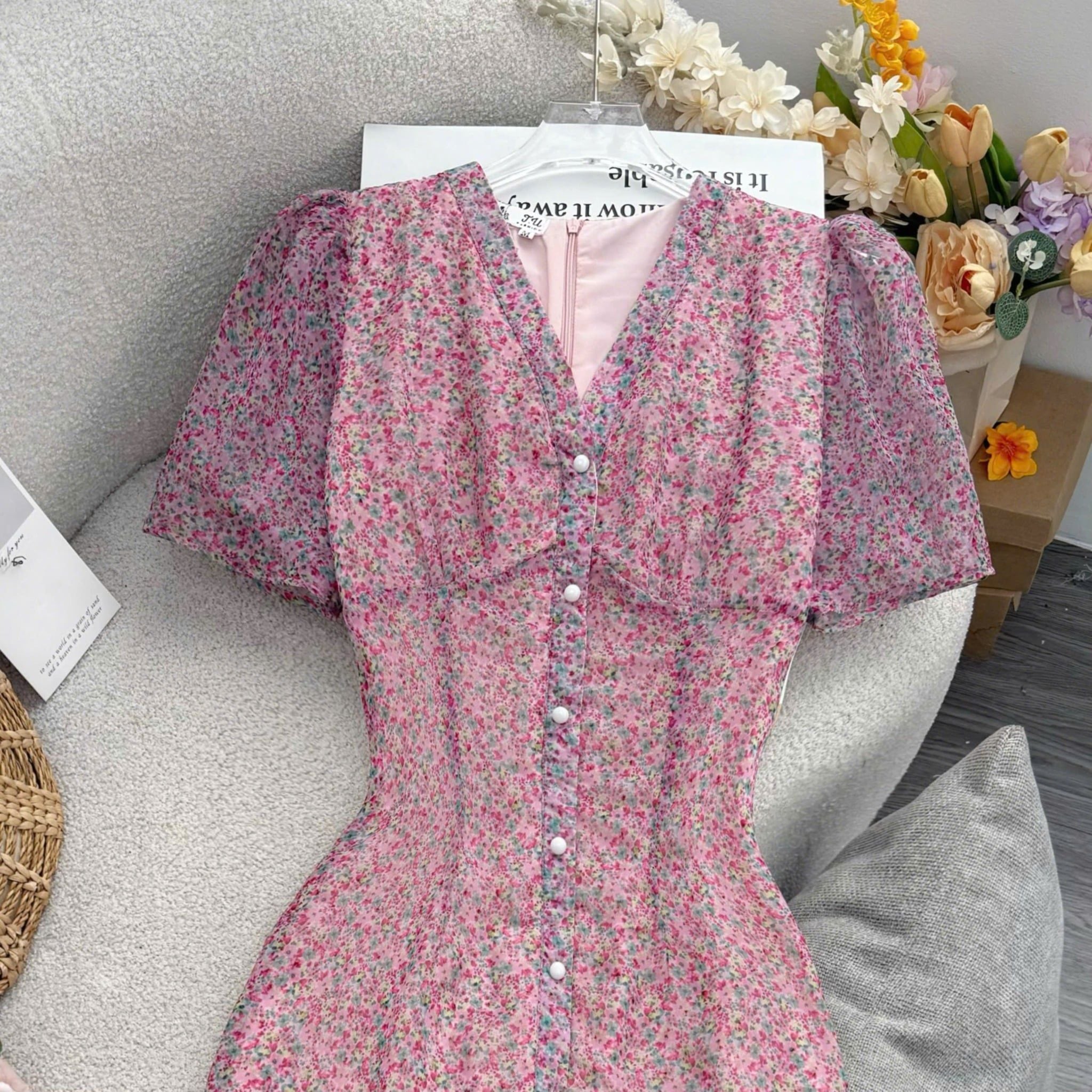 Đầm Hoa Thiết Kế Cổ V Dáng Dài Đi Chơi TuTu Store Mã D1707