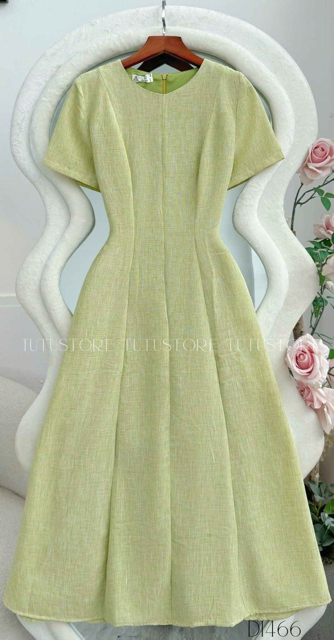 Đầm Linen Xước Thiết Kế TuTu Store Phù Hợp Đi Làm Dành Cho Nữ - Mã D1466