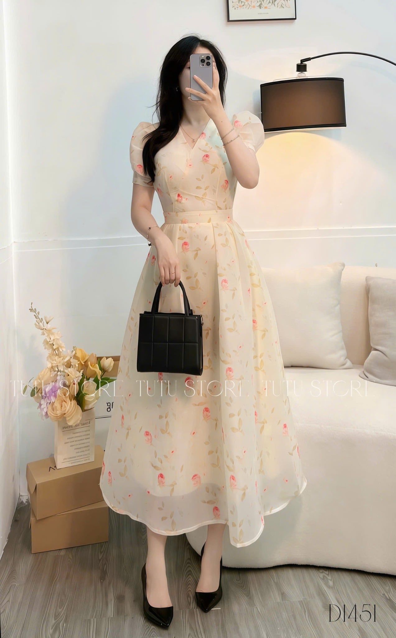 Đầm Tơ Nén Thiết Kế TuTu Store Phù Hợp Đi Làm Dành Cho Nữ - Mã D1451