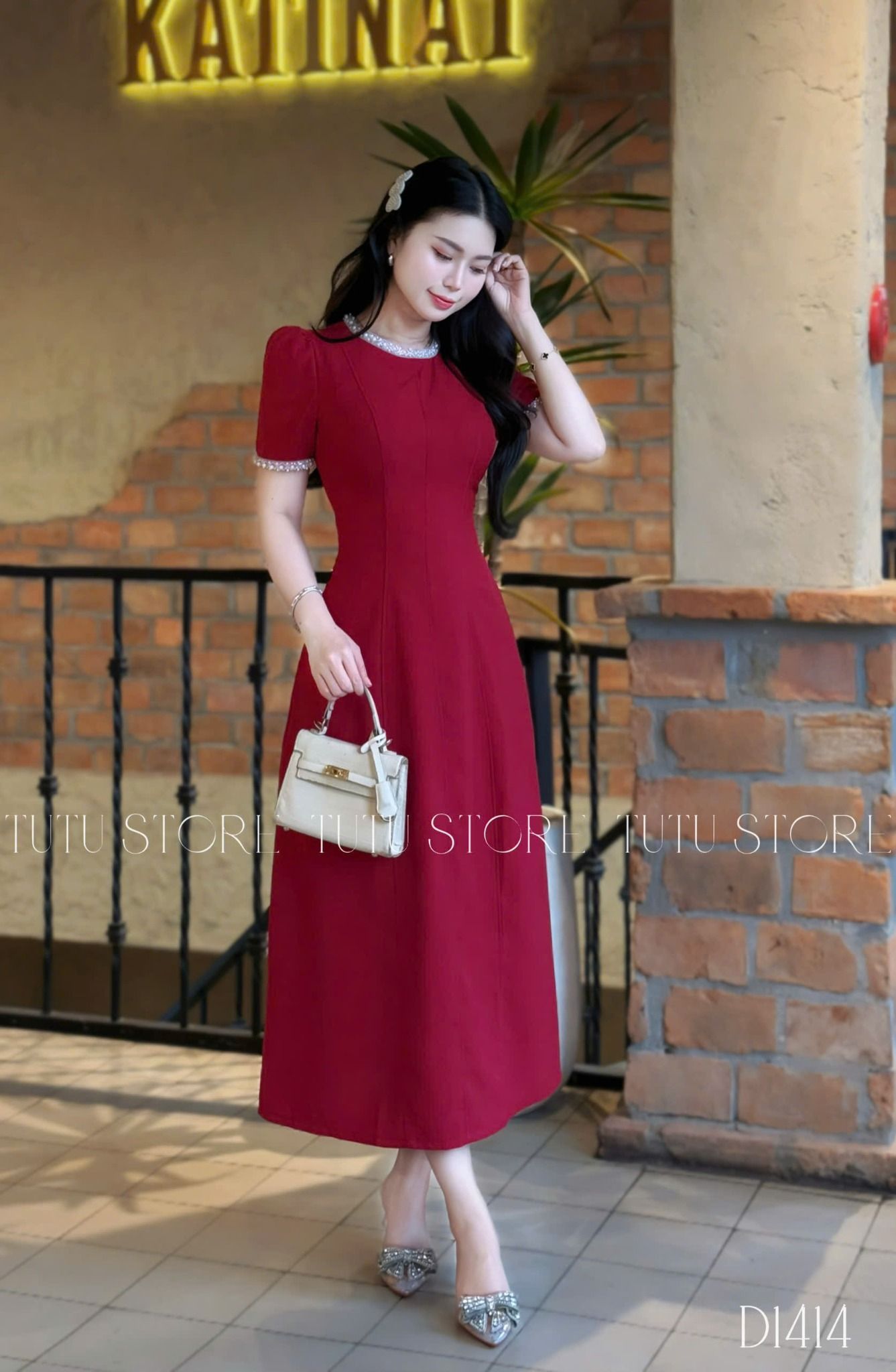 Đầm Cotton Mịn Thiết Kế TuTu Store Phù Hợp Đi Làm Dành Cho Nữ - Mã D1414