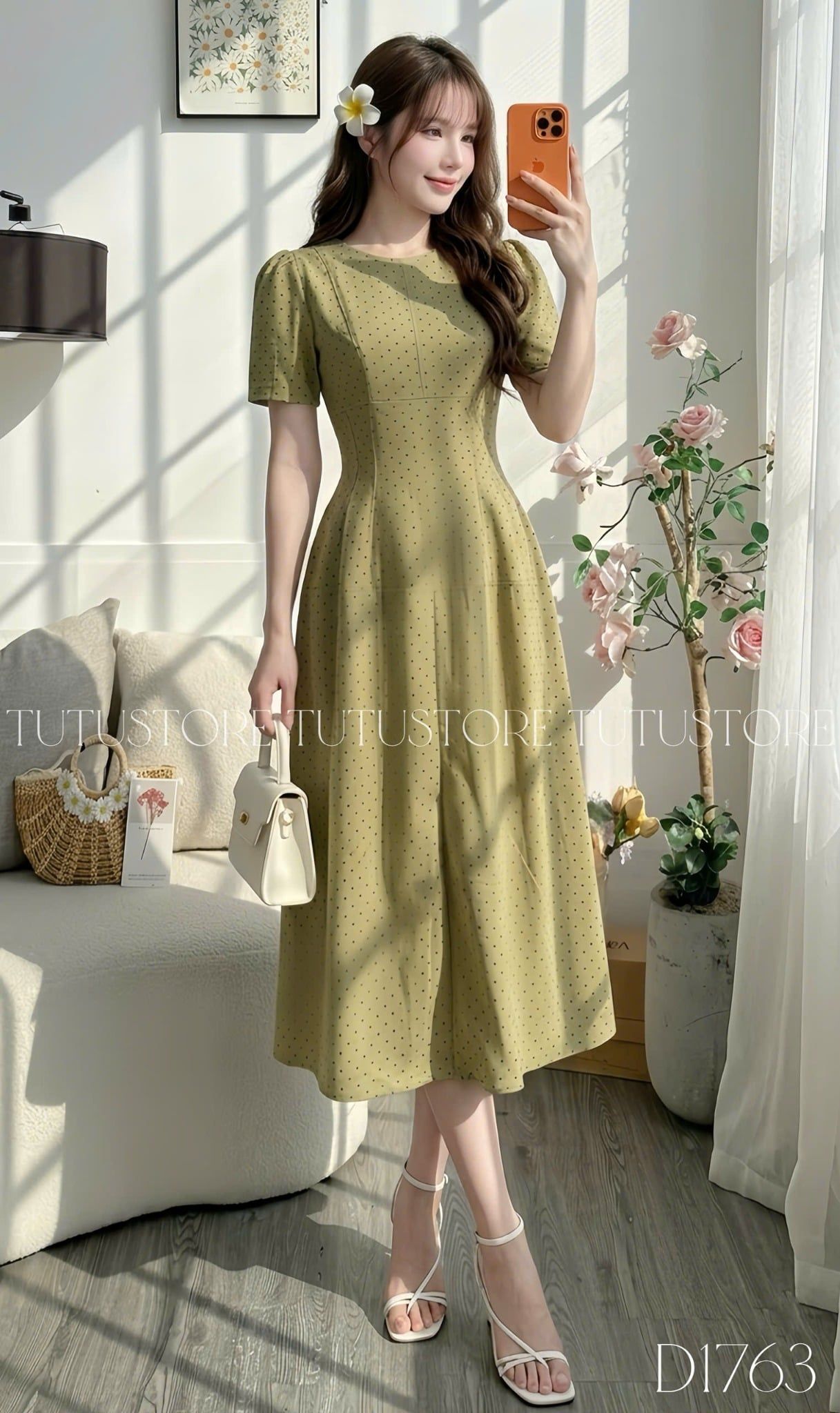 Đầm Thiết Kế Cổ Tròn Dáng A Chấm Bi Đi Chơi TuTu Store Mã D1763