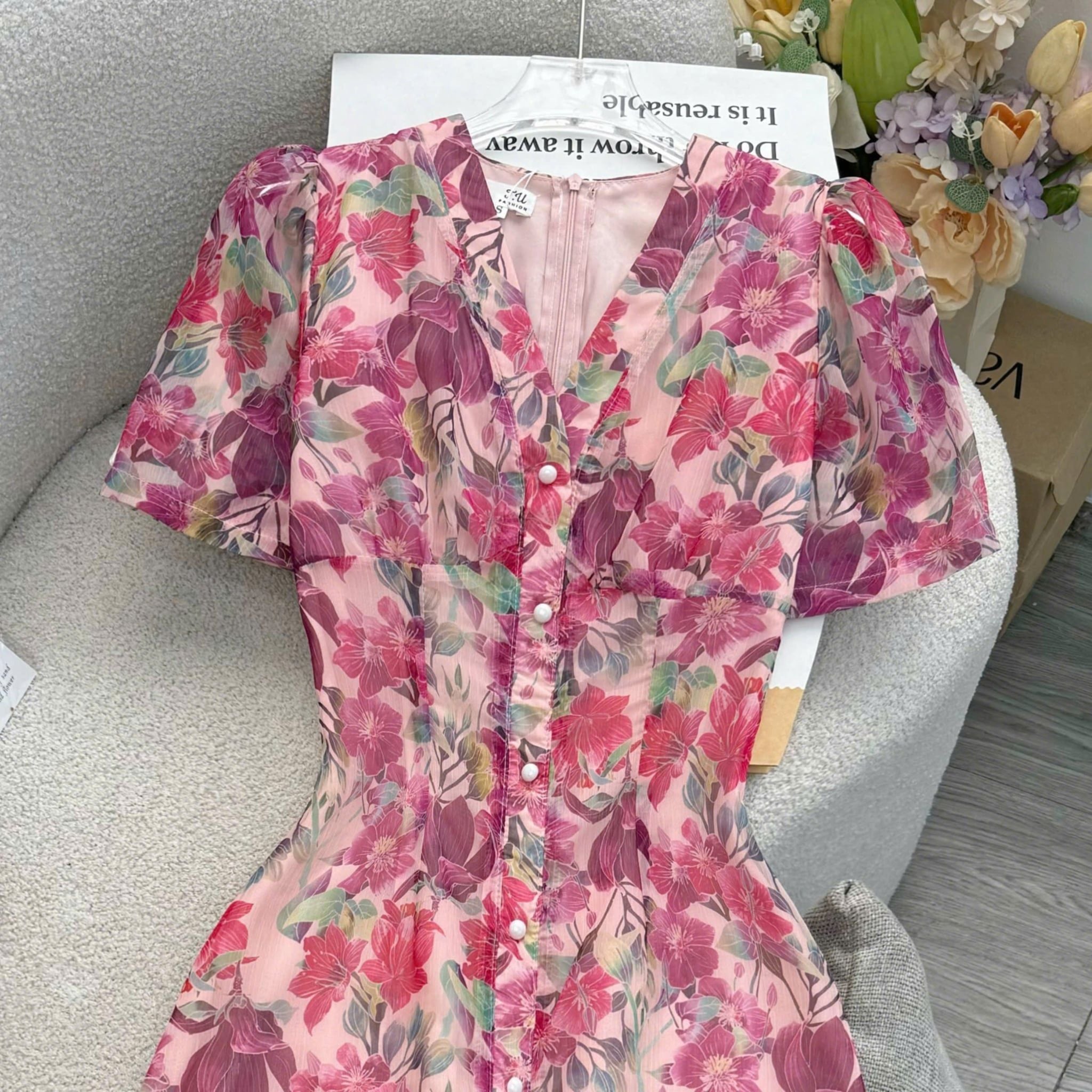 Đầm Hoa Thiết Kế Cổ V Dáng Dài Đi Chơi TuTu Store Mã D1753