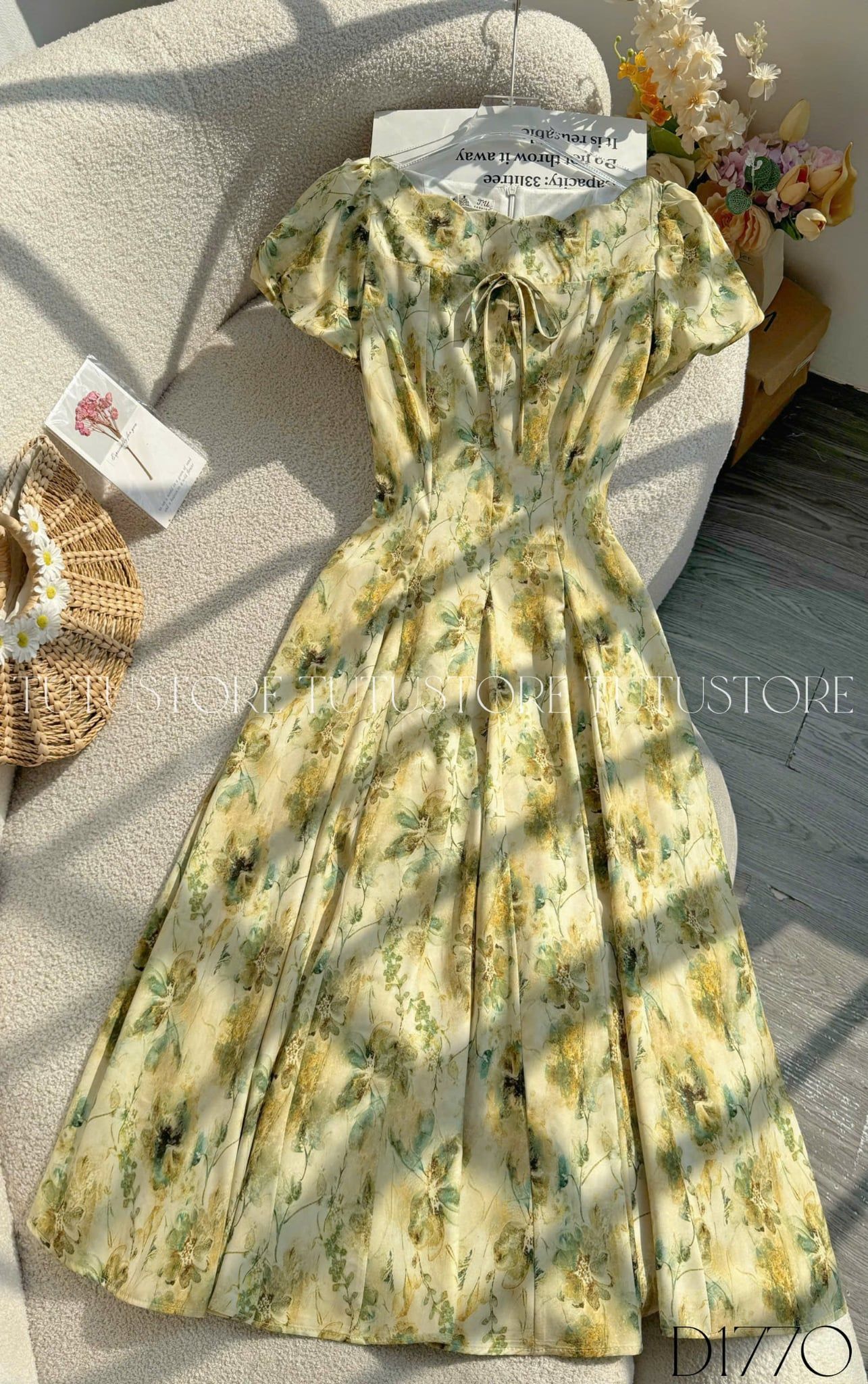 Đầm Thiết Kế Cổ Thuyền Tay Bồng Dáng Xòe Đi Tiệc TuTu Store Mã D1770