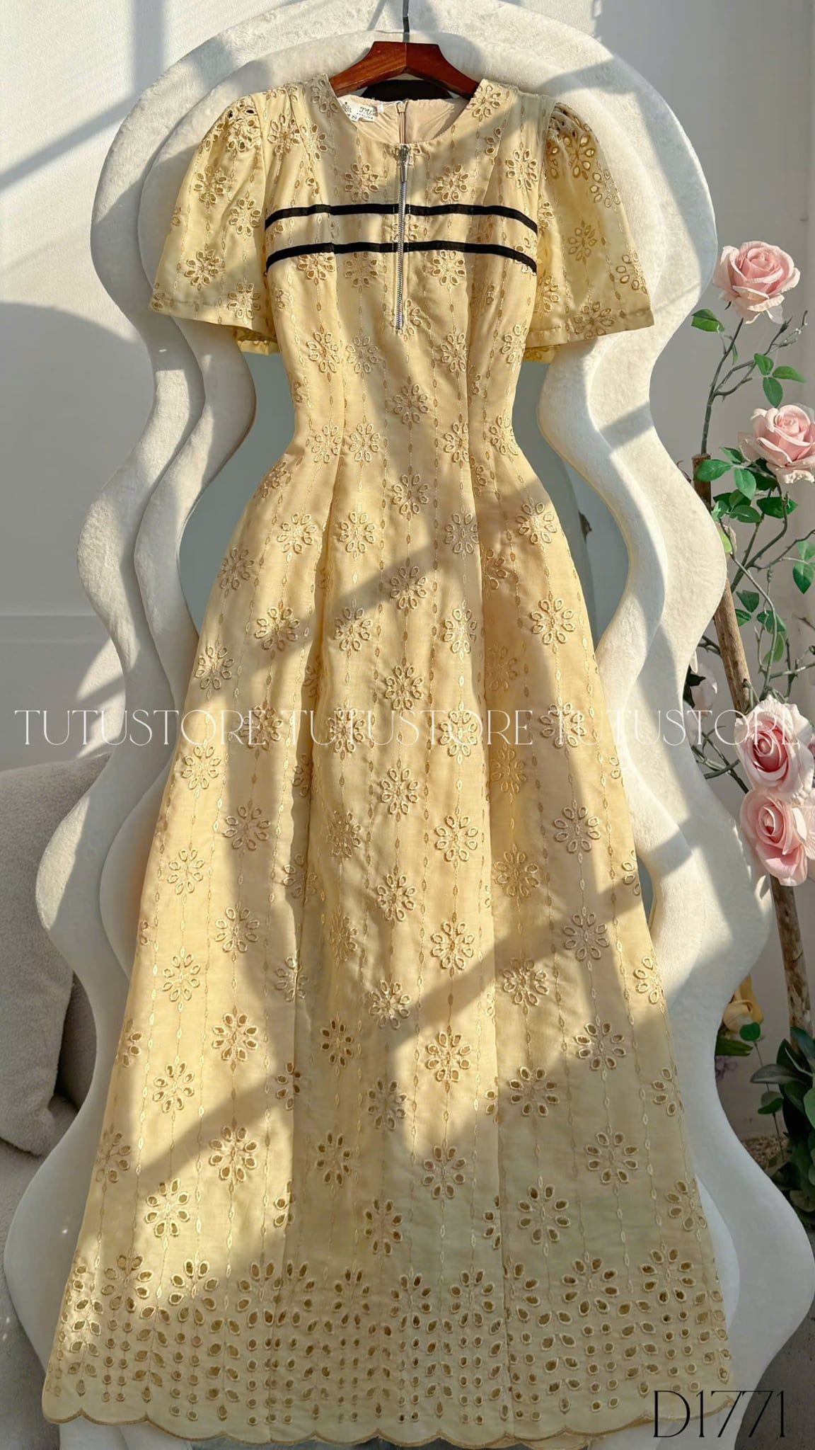 Đầm Thiết Kế Cổ Tròn Chữ A Dáng Dài Đi Làm TuTu Store Mã D1771