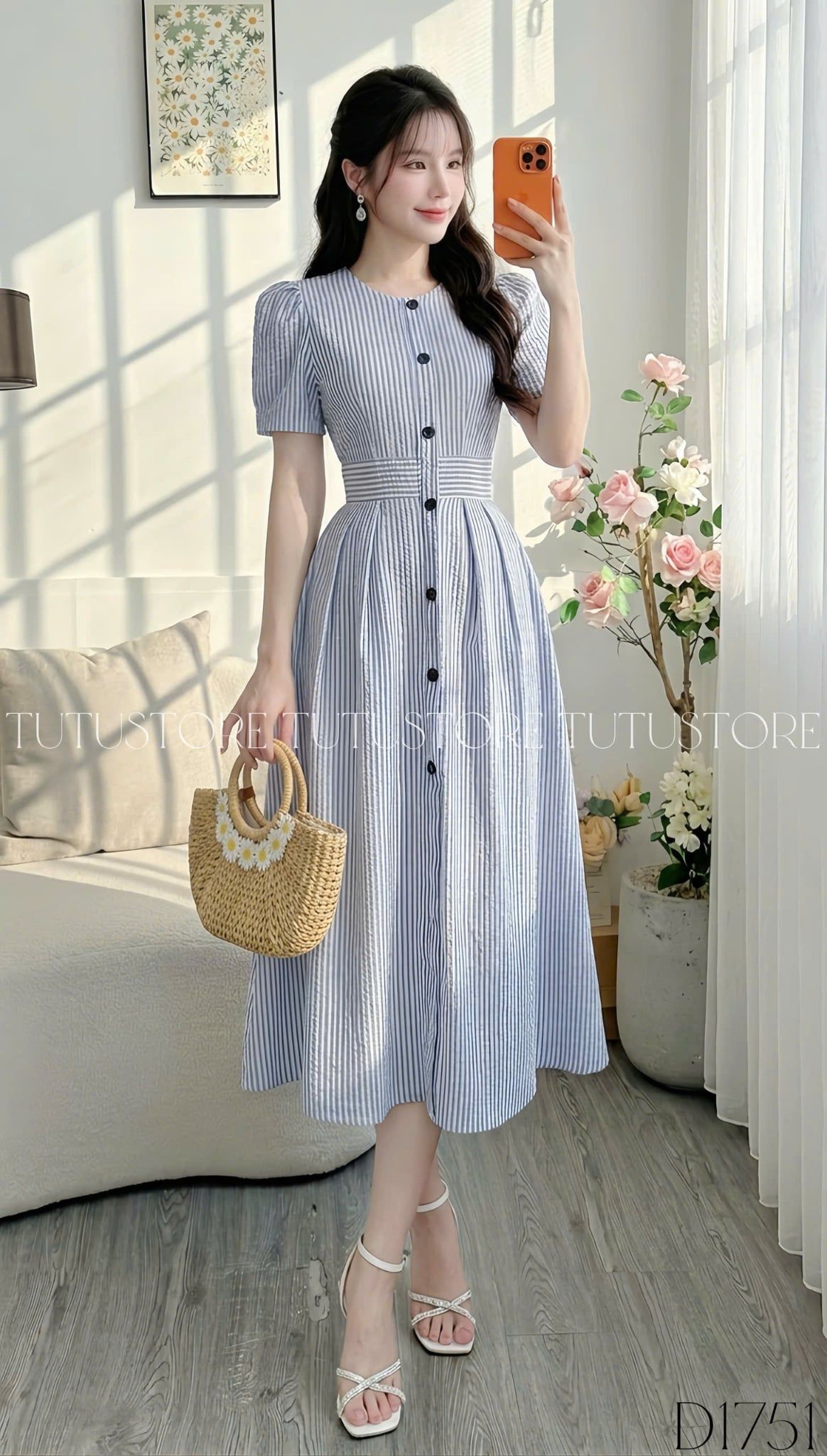 Đầm Sọc Thiết Kế Dáng Xòe Đi Chơi TuTu Store Mã D1751