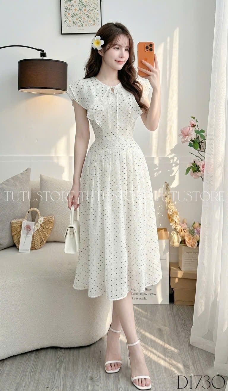Đầm Thiết Kế Vai Bèo Cánh Tiên Dáng Xòe Đi Chơi TuTu Store Mã D1730