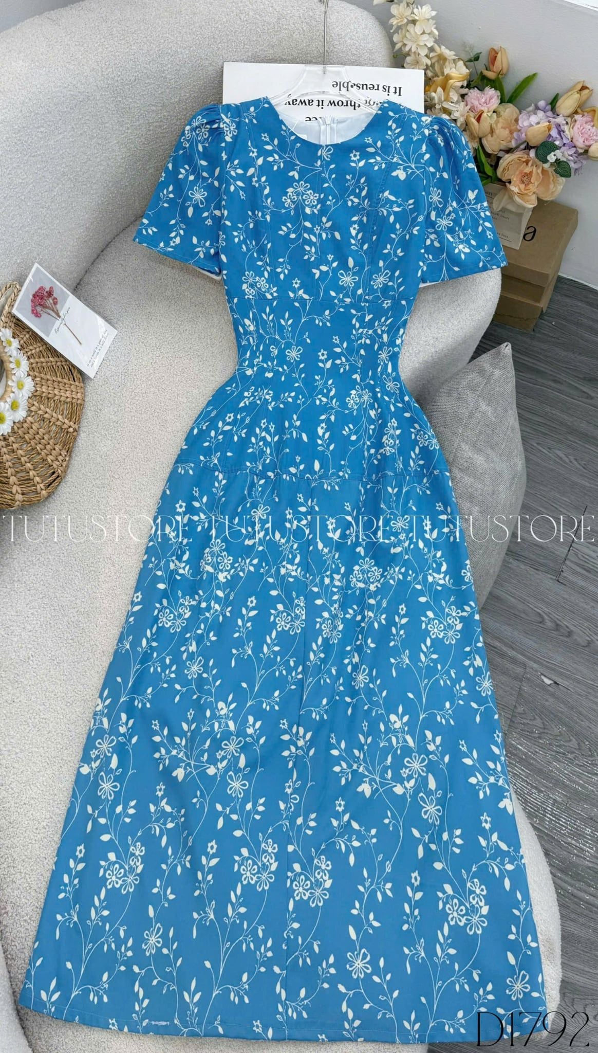 Đầm Hoa Thiết Kế Dáng Chữ A Dài Tôn Dáng Đi Tiệc TuTu Store Mã D1792