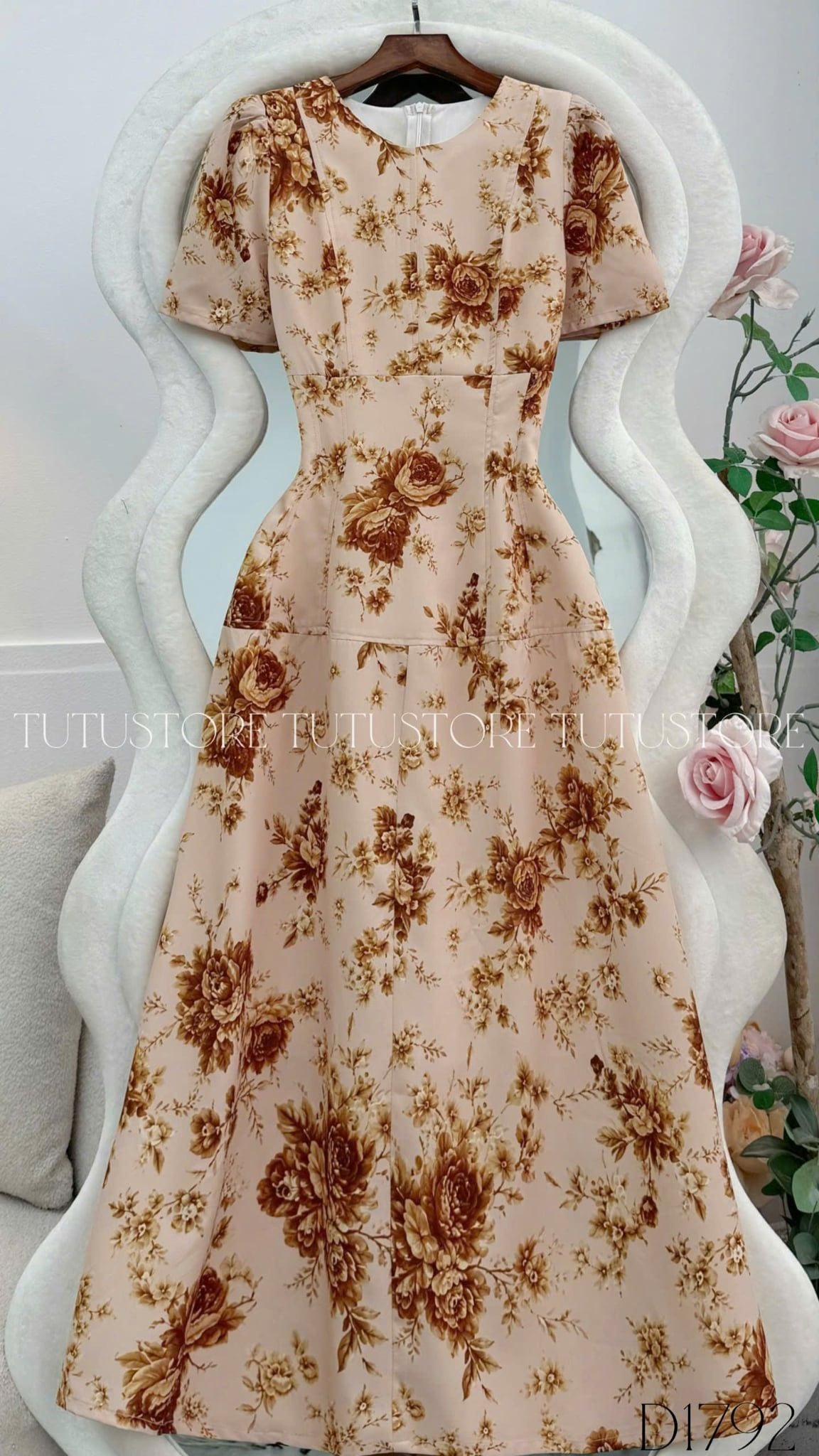 Đầm Hoa Thiết Kế Dáng Chữ A Dài Tôn Dáng Đi Tiệc TuTu Store Mã D1792