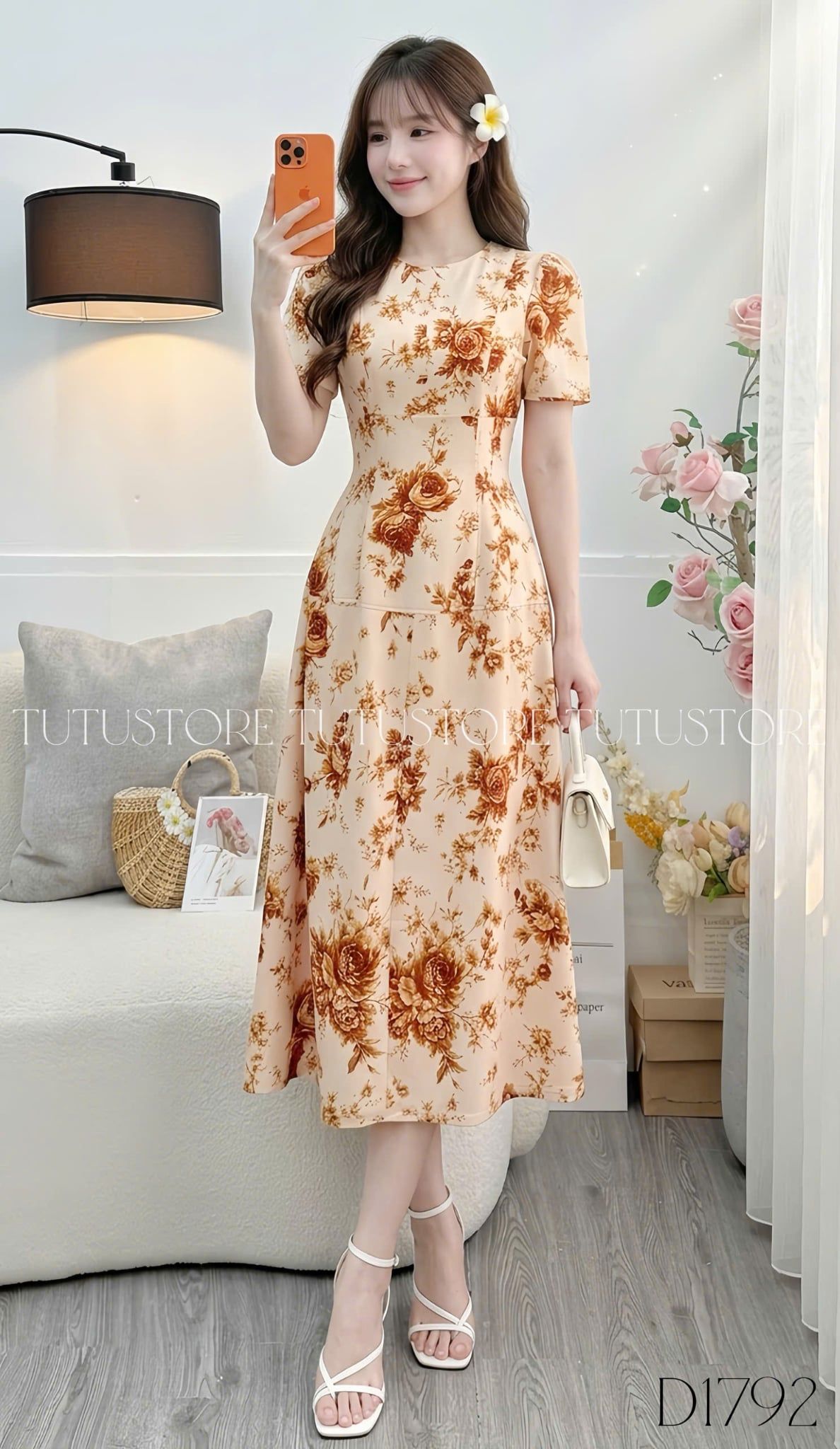 Đầm Hoa Thiết Kế Dáng Chữ A Dài Tôn Dáng Đi Tiệc TuTu Store Mã D1792
