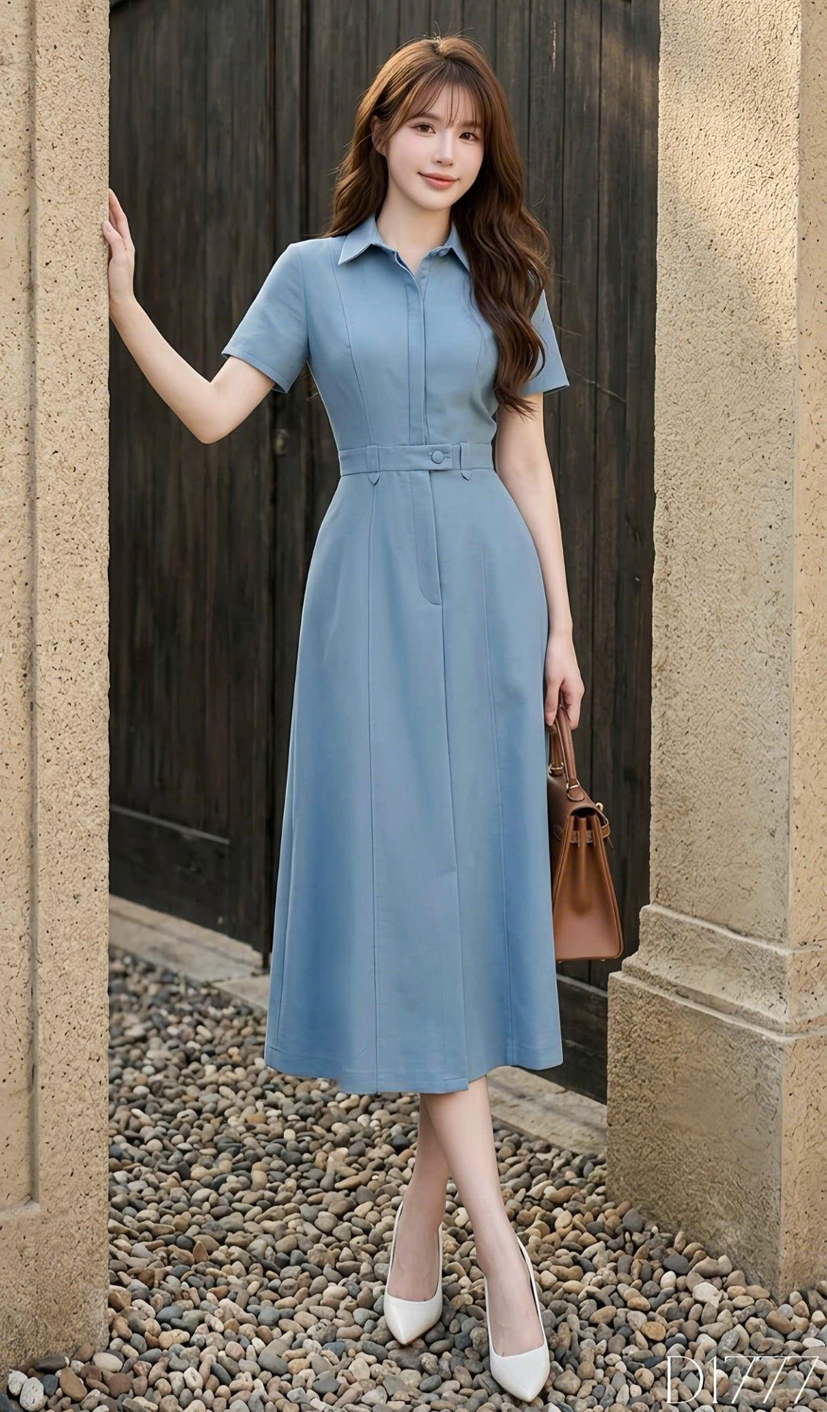 Đầm Thiết Kế Cổ Sơ Mi Dáng A Công Sở TuTu Store Mã D1777