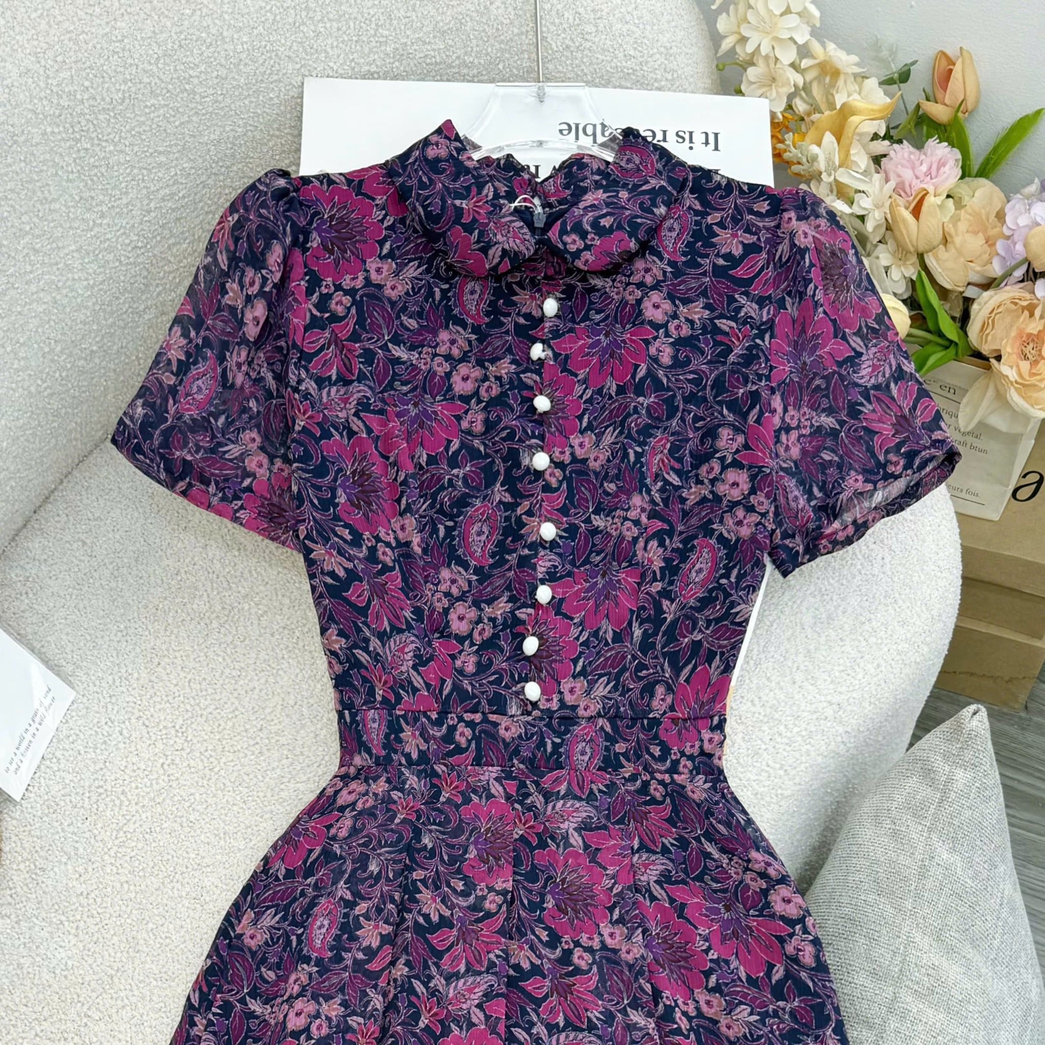 Đầm Hoa Thiết Kế Cổ Tròn Dáng Xòe Đi Chơi TuTu Store Mã D1778