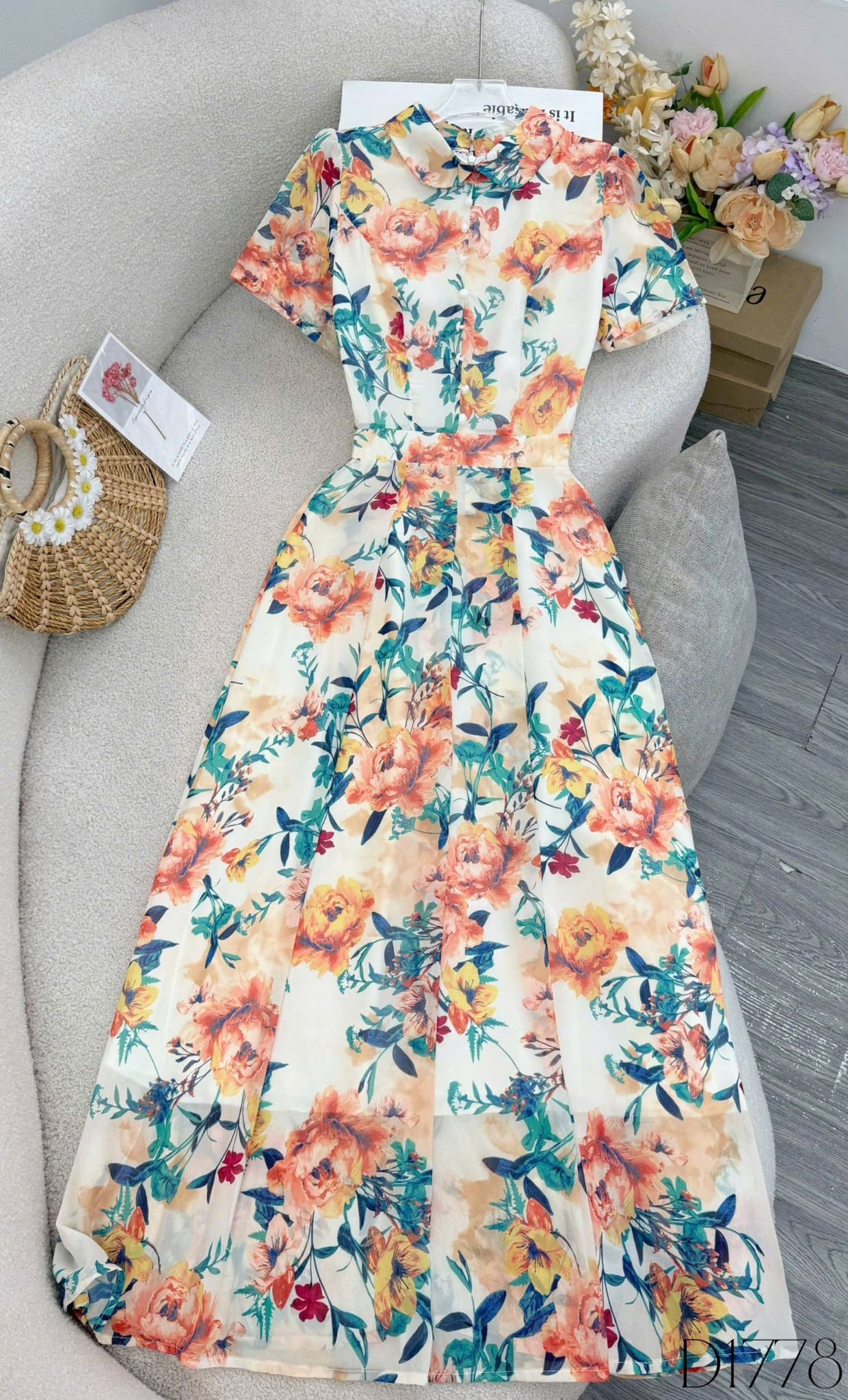 Đầm Hoa Thiết Kế Cổ Tròn Dáng Xòe Đi Chơi TuTu Store Mã D1778